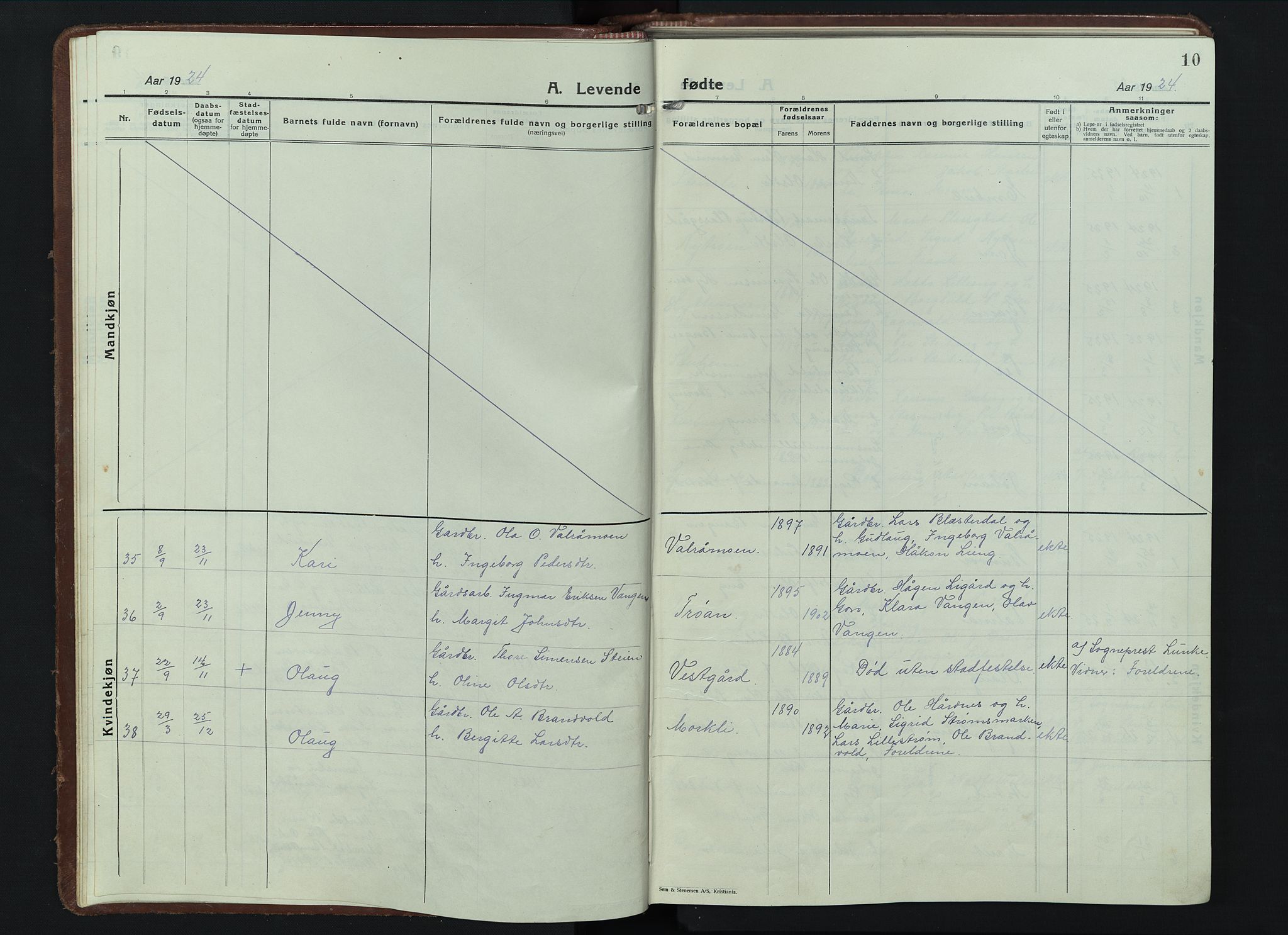 Alvdal prestekontor, SAH/PREST-060/H/Ha/Hab/L0007: Parish register (copy) no. 7, 1924-1945, p. 10