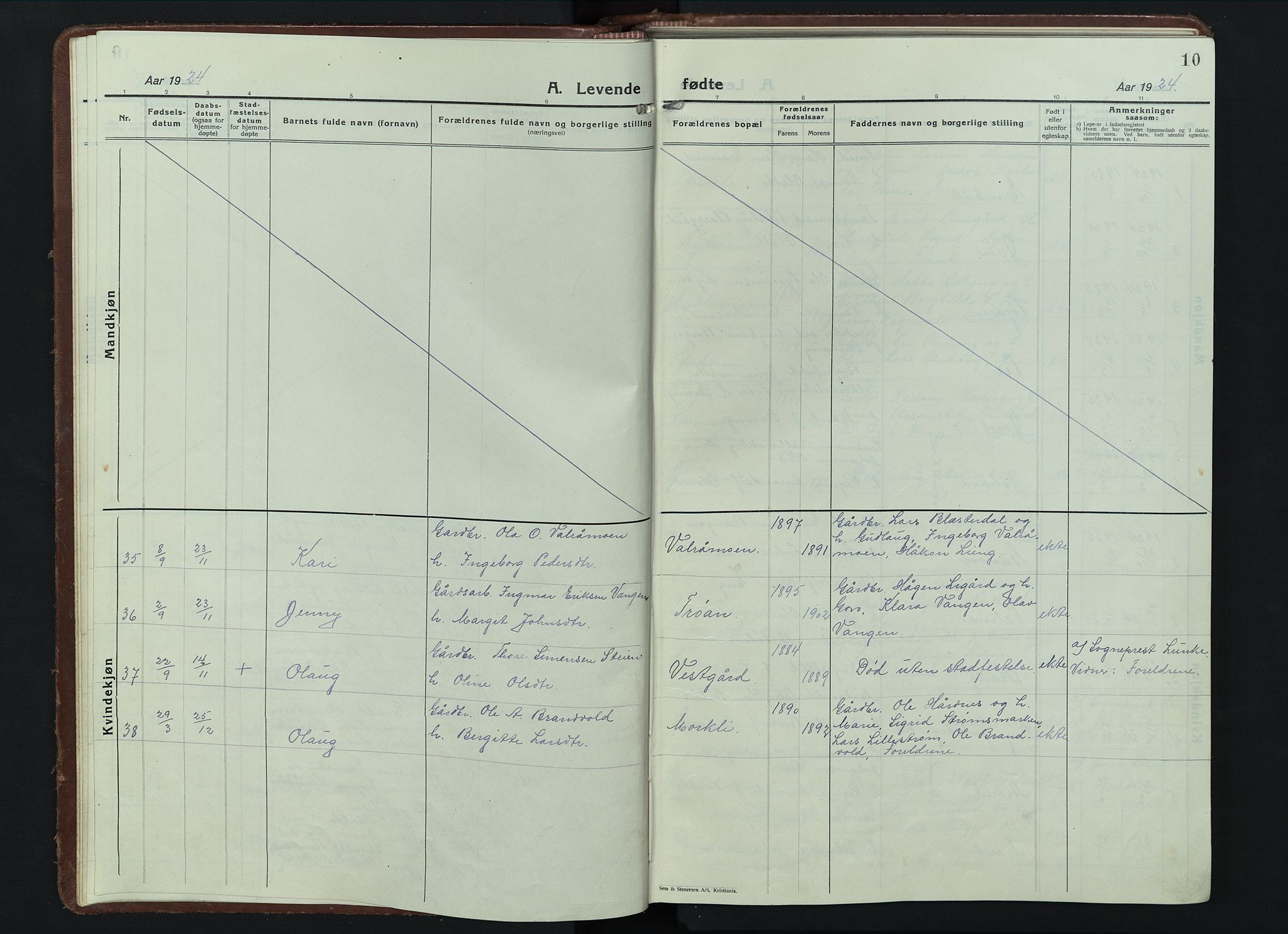 Alvdal prestekontor, AV/SAH-PREST-060/H/Ha/Hab/L0007: Parish register (copy) no. 7, 1924-1945, p. 10