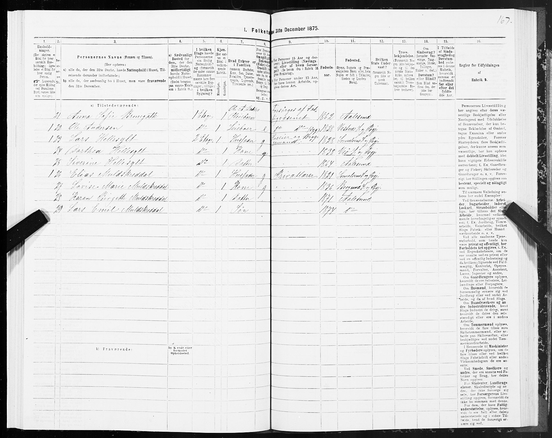 SAT, 1875 census for 1501P Ålesund, 1875, p. 3167