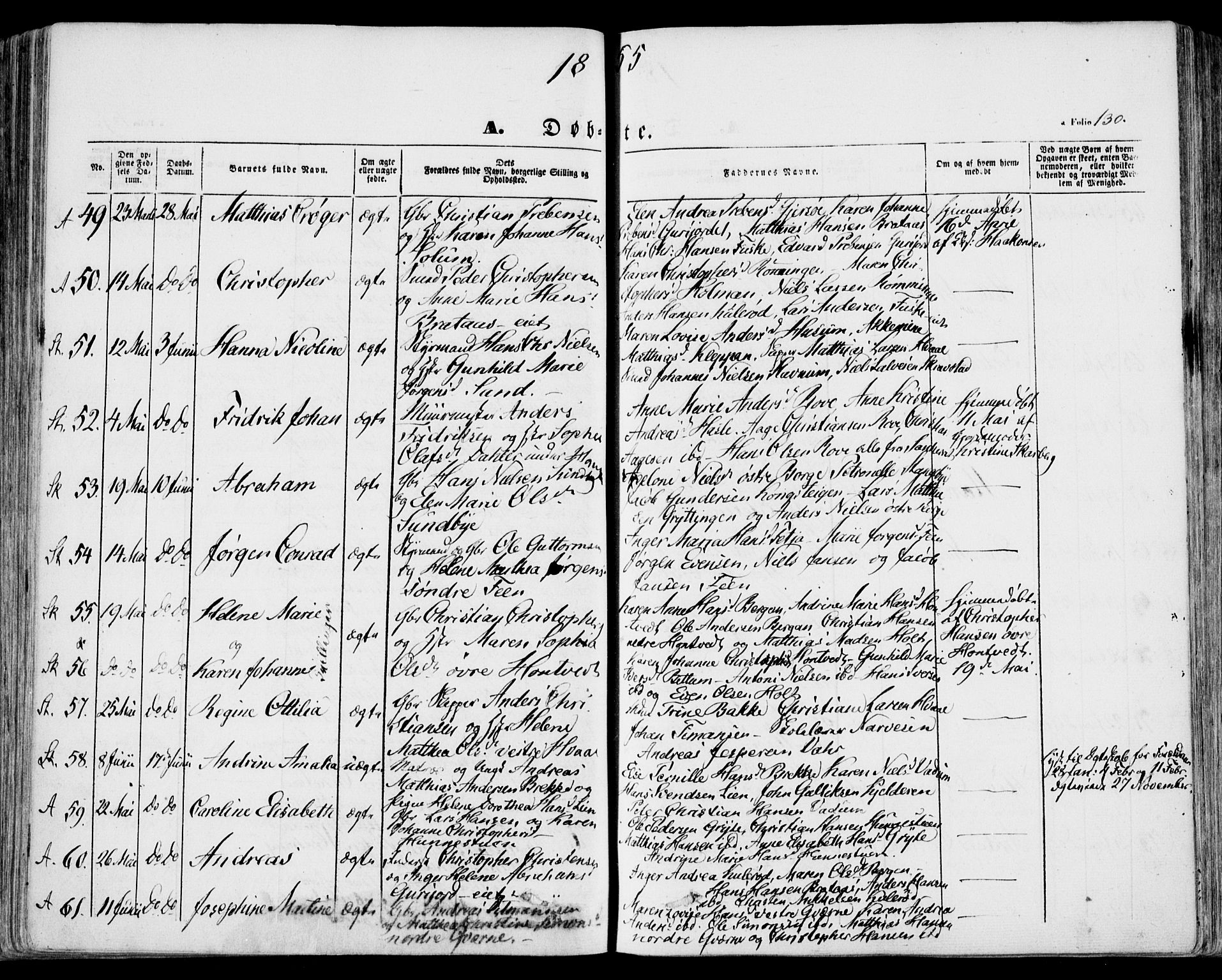 Stokke kirkebøker, AV/SAKO-A-320/F/Fa/L0007: Parish register (official) no. I 7, 1844-1857, p. 130