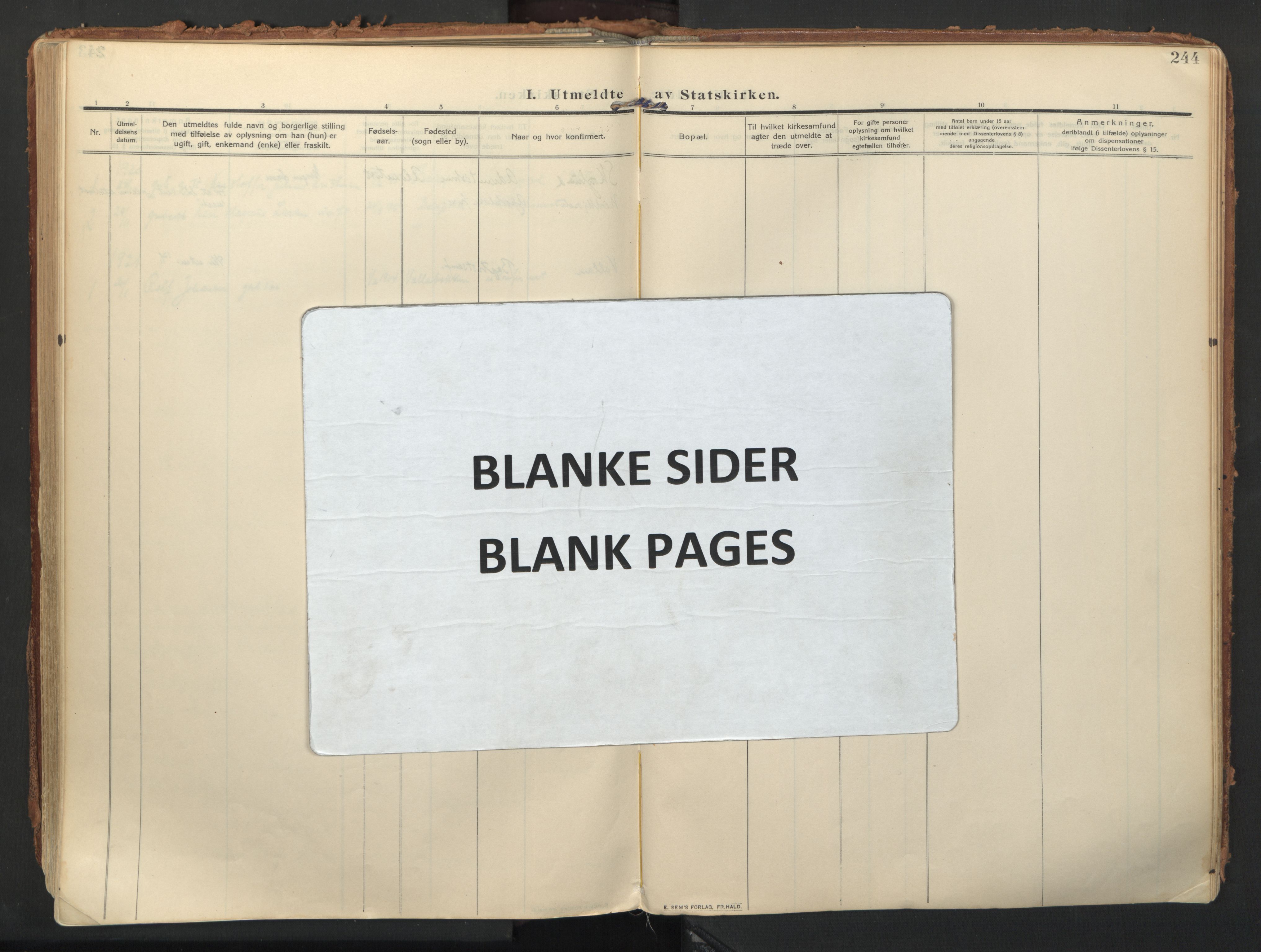 Balsfjord sokneprestembete, AV/SATØ-S-1303/G/Gaa/L0009kirke: Parish register (official) no. 9, 1909-1921, p. 244