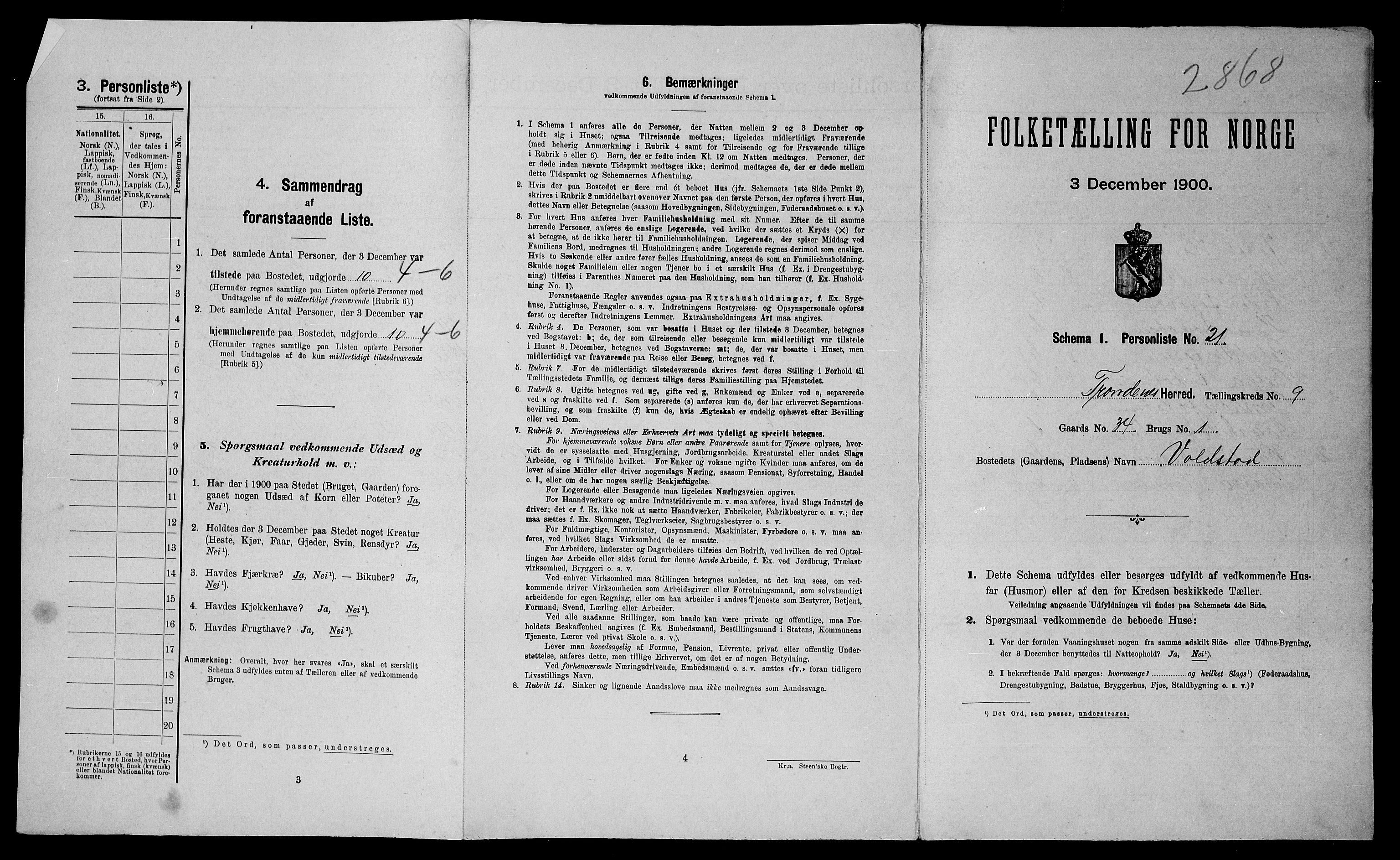 SATØ, 1900 census for Trondenes, 1900, p. 877