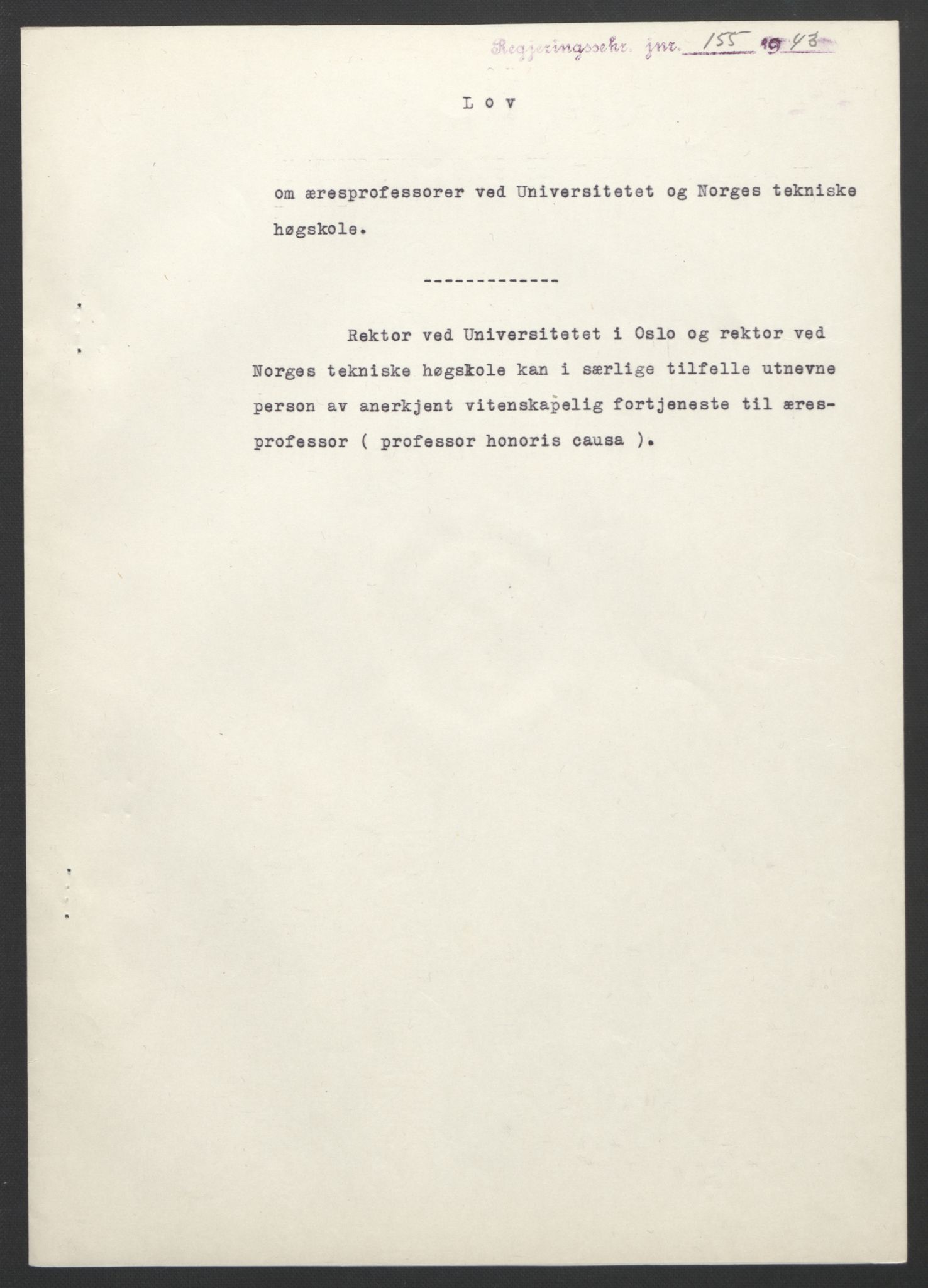 NS-administrasjonen 1940-1945 (Statsrådsekretariatet, de kommisariske statsråder mm), AV/RA-S-4279/D/Db/L0099: Lover, 1943, p. 351