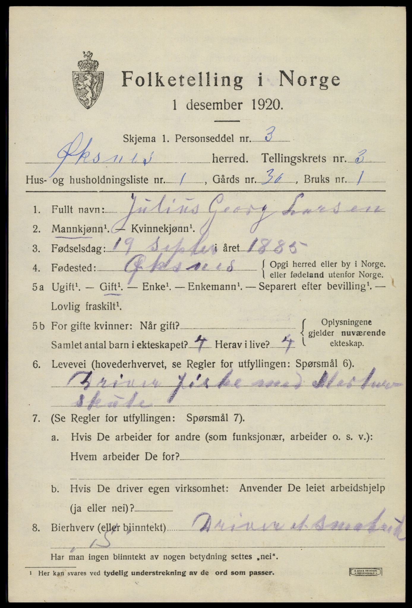 SAT, 1920 census for Øksnes, 1920, p. 2398