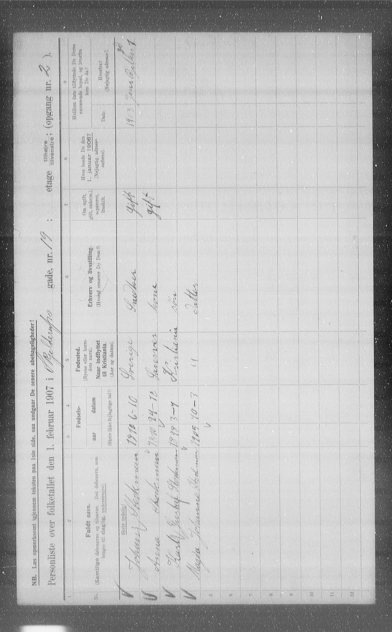 OBA, Municipal Census 1907 for Kristiania, 1907, p. 49094