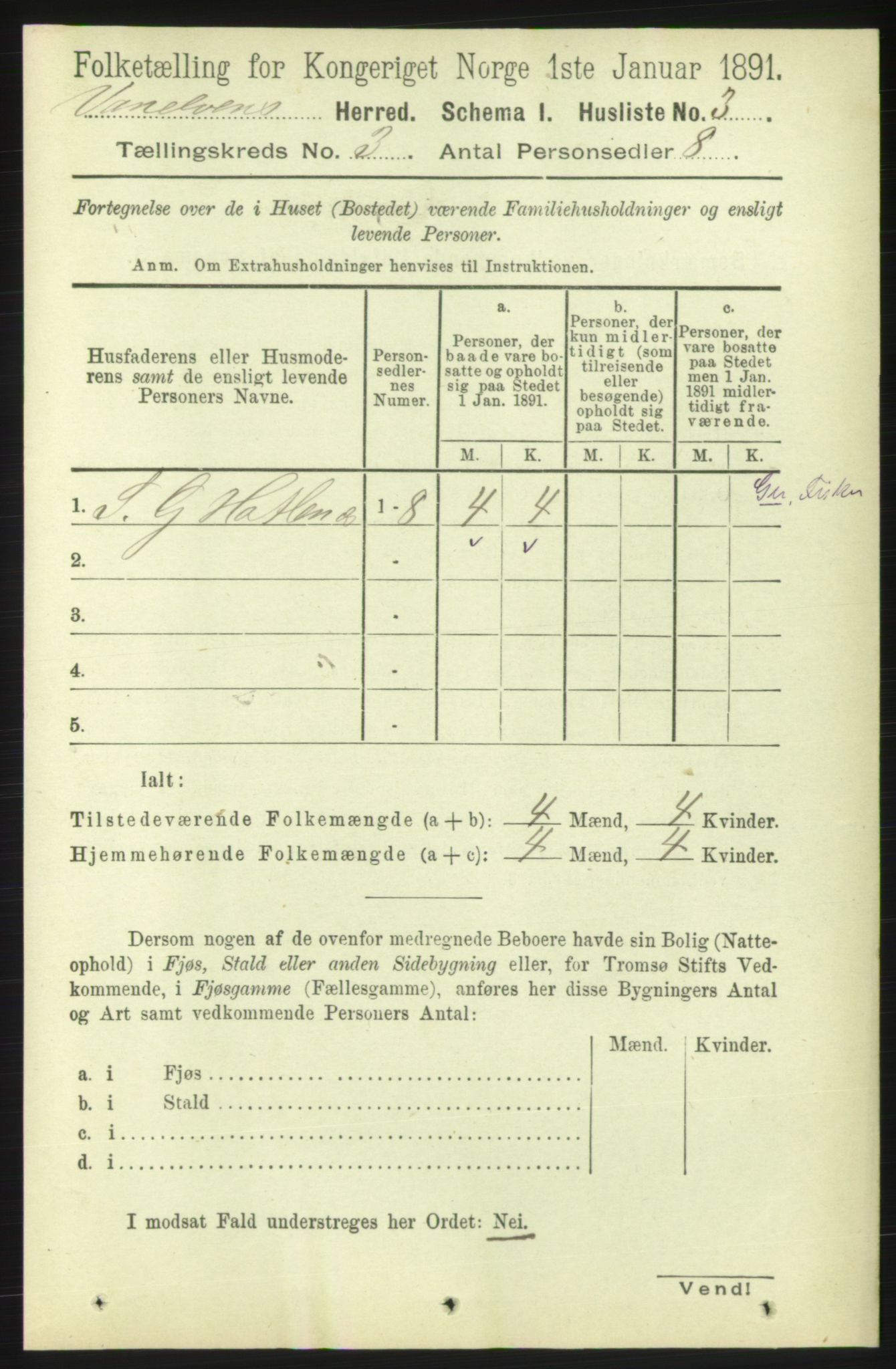 RA, 1891 census for 1511 Vanylven, 1891, p. 1177