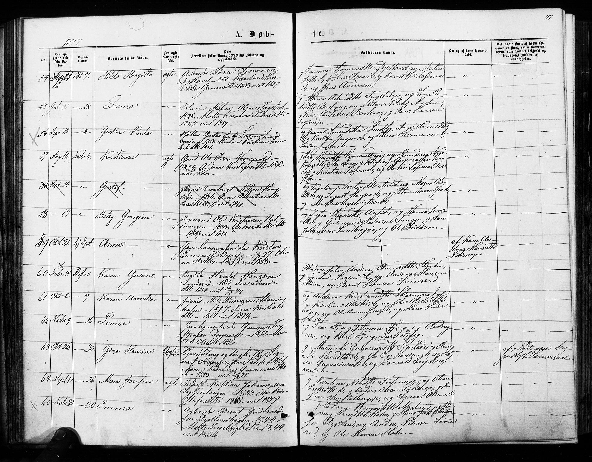 Nes prestekontor Kirkebøker, AV/SAO-A-10410/F/Fa/L0009: Parish register (official) no. I 9, 1875-1882, p. 117