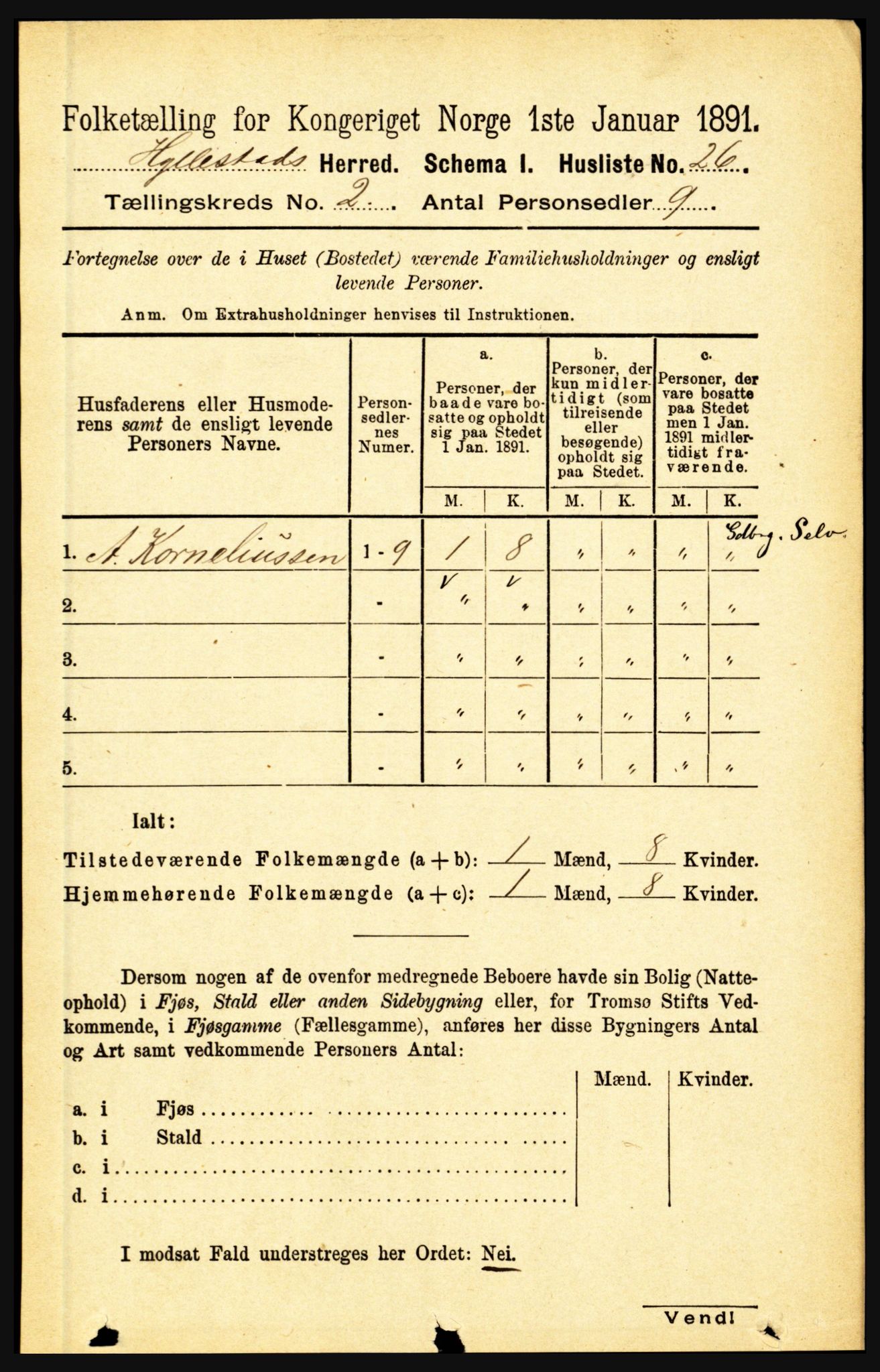 RA, 1891 census for 1413 Hyllestad, 1891, p. 146