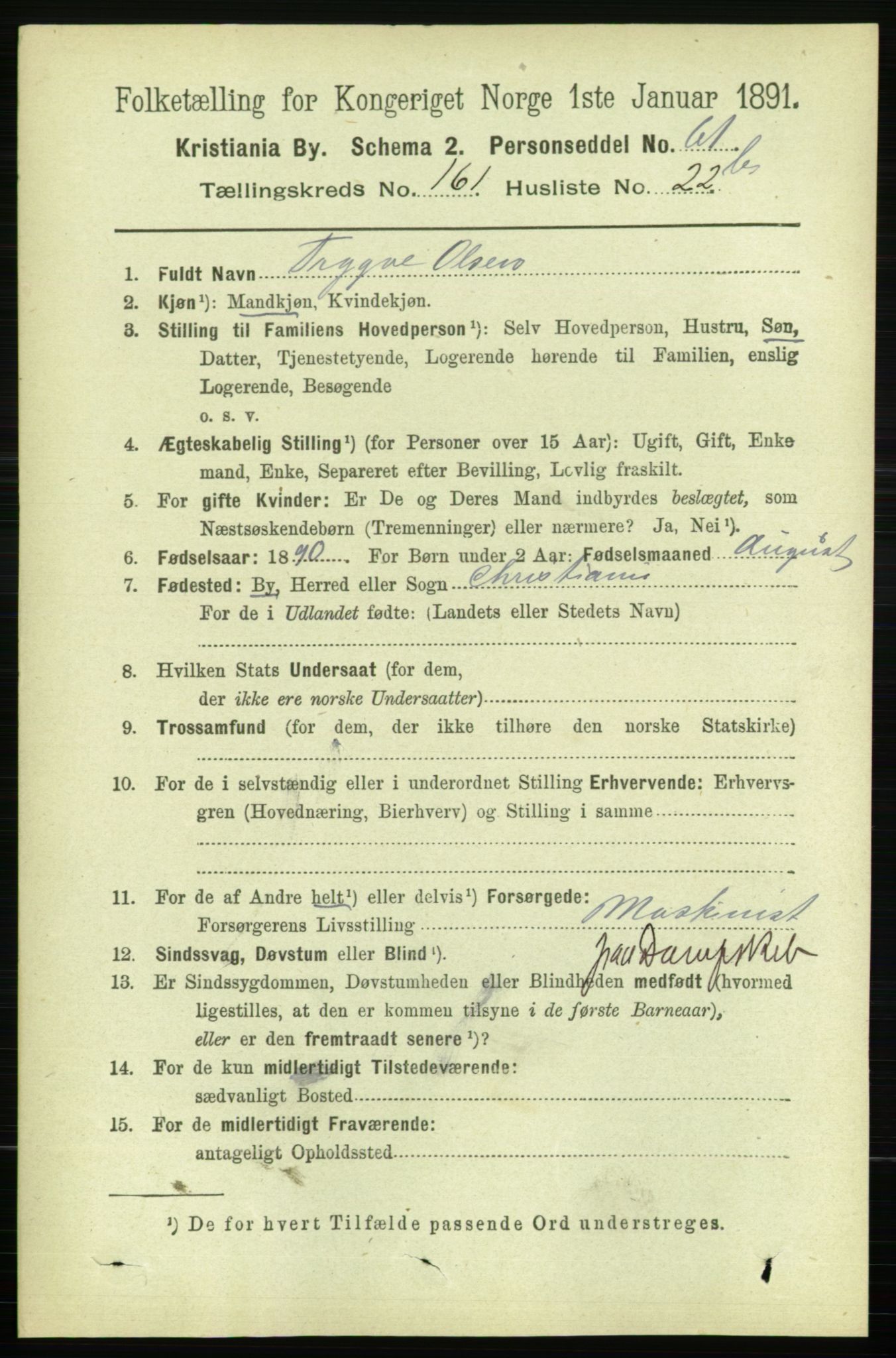 RA, 1891 census for 0301 Kristiania, 1891, p. 92361