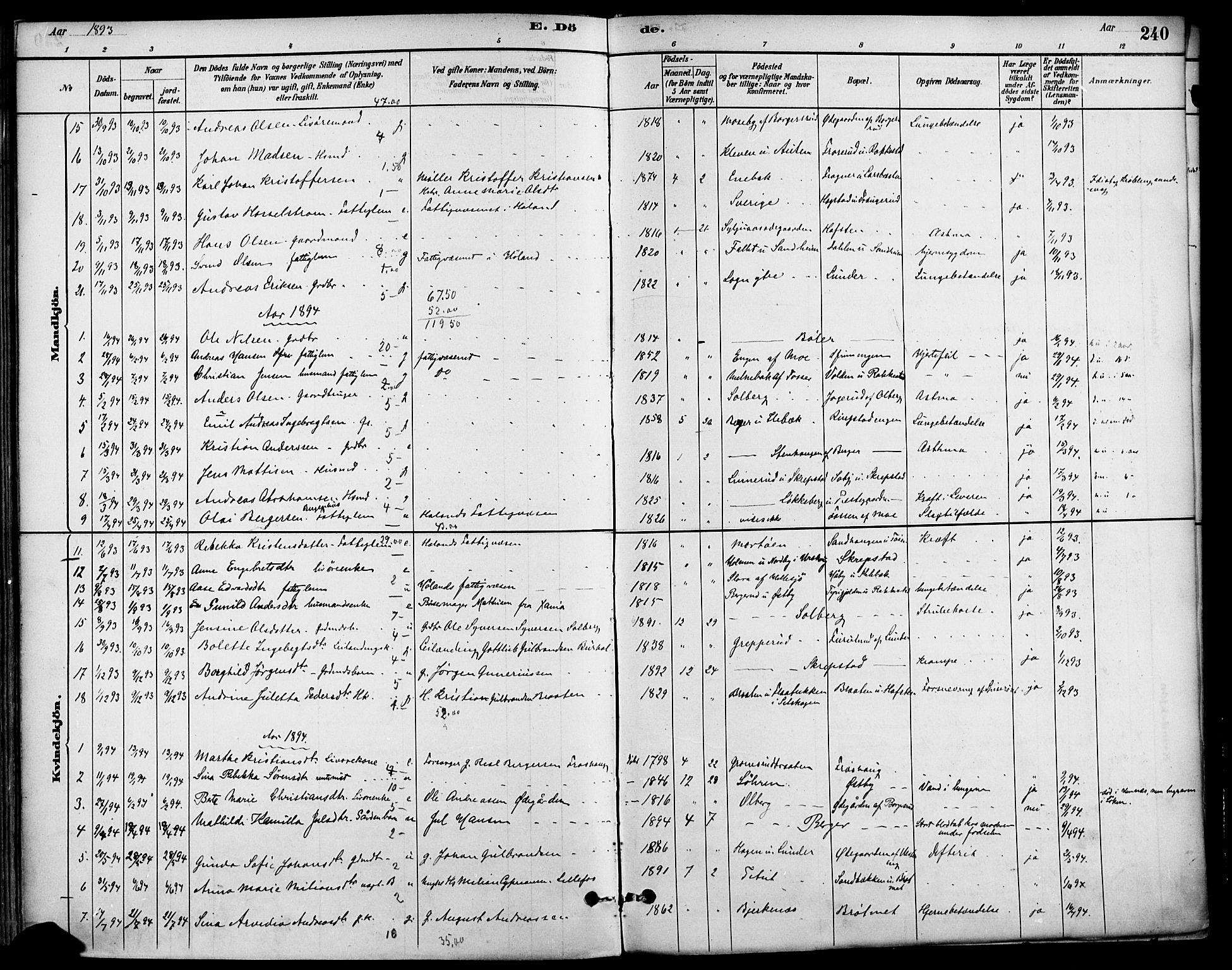 Høland prestekontor Kirkebøker, SAO/A-10346a/F/Fa/L0013: Parish register (official) no. I 13, 1880-1897, p. 240