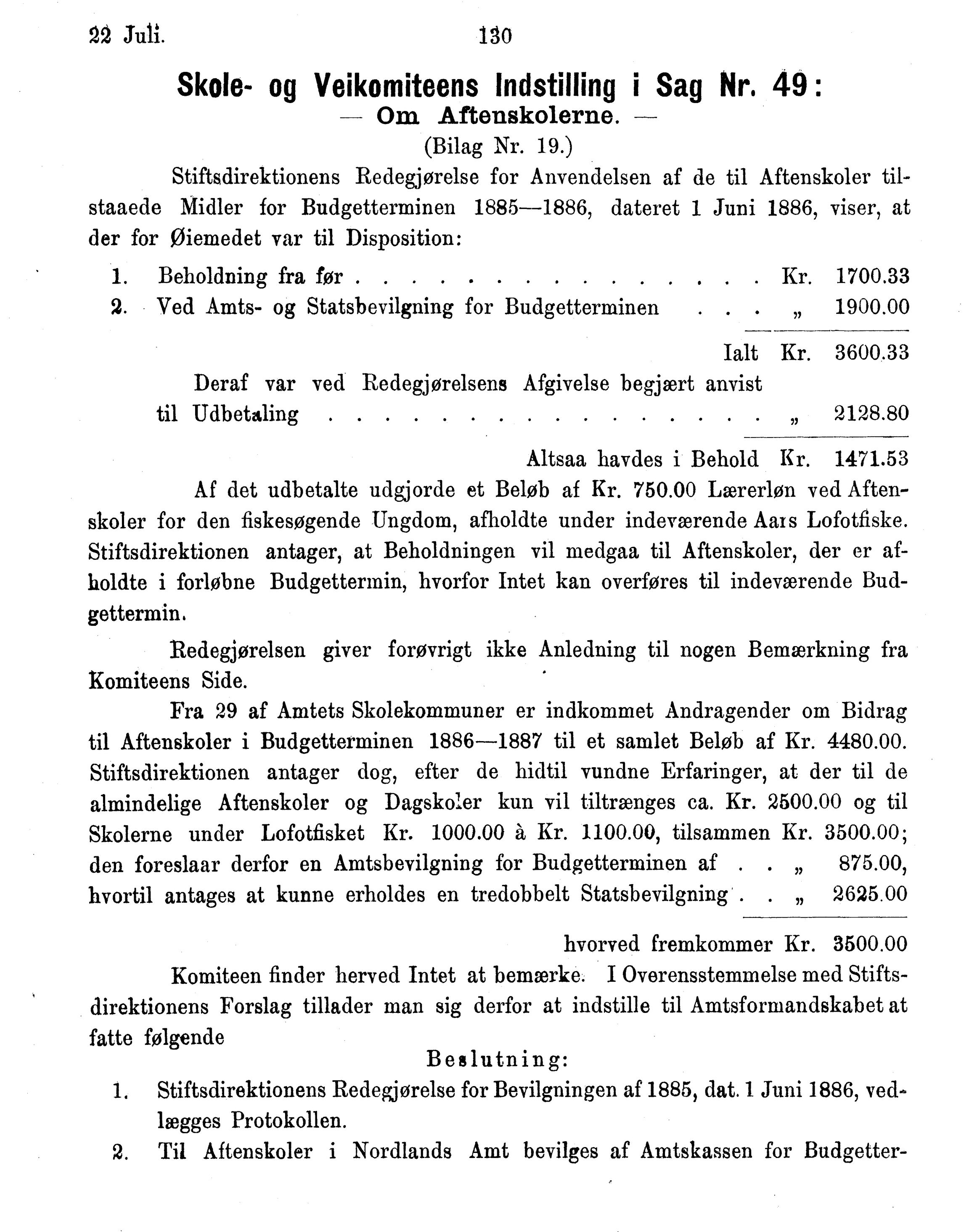 Nordland Fylkeskommune. Fylkestinget, AIN/NFK-17/176/A/Ac/L0015: Fylkestingsforhandlinger 1886-1890, 1886-1890