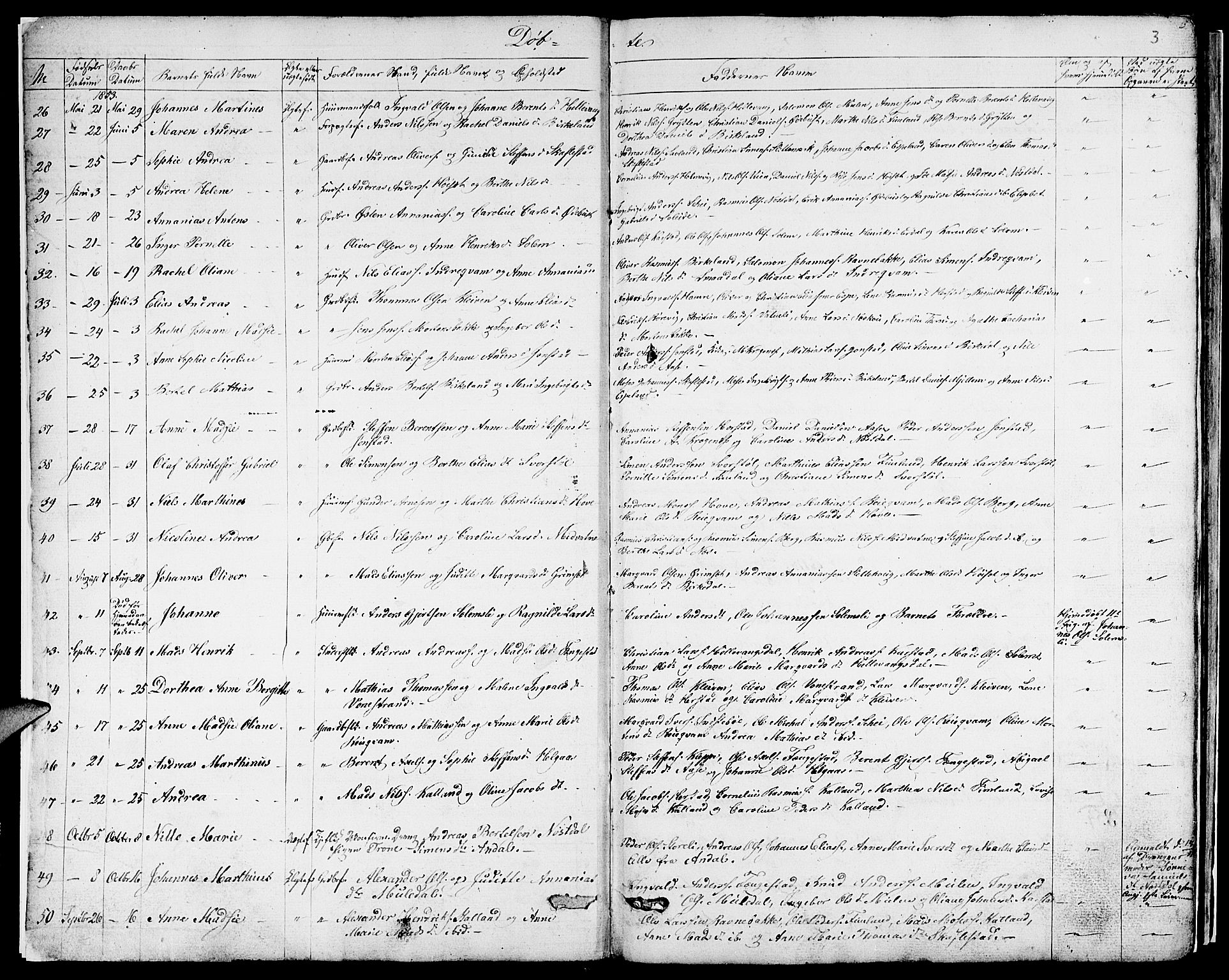 Førde sokneprestembete, AV/SAB-A-79901/H/Hab/Habd/L0001: Parish register (copy) no. D 1, 1852-1877, p. 3