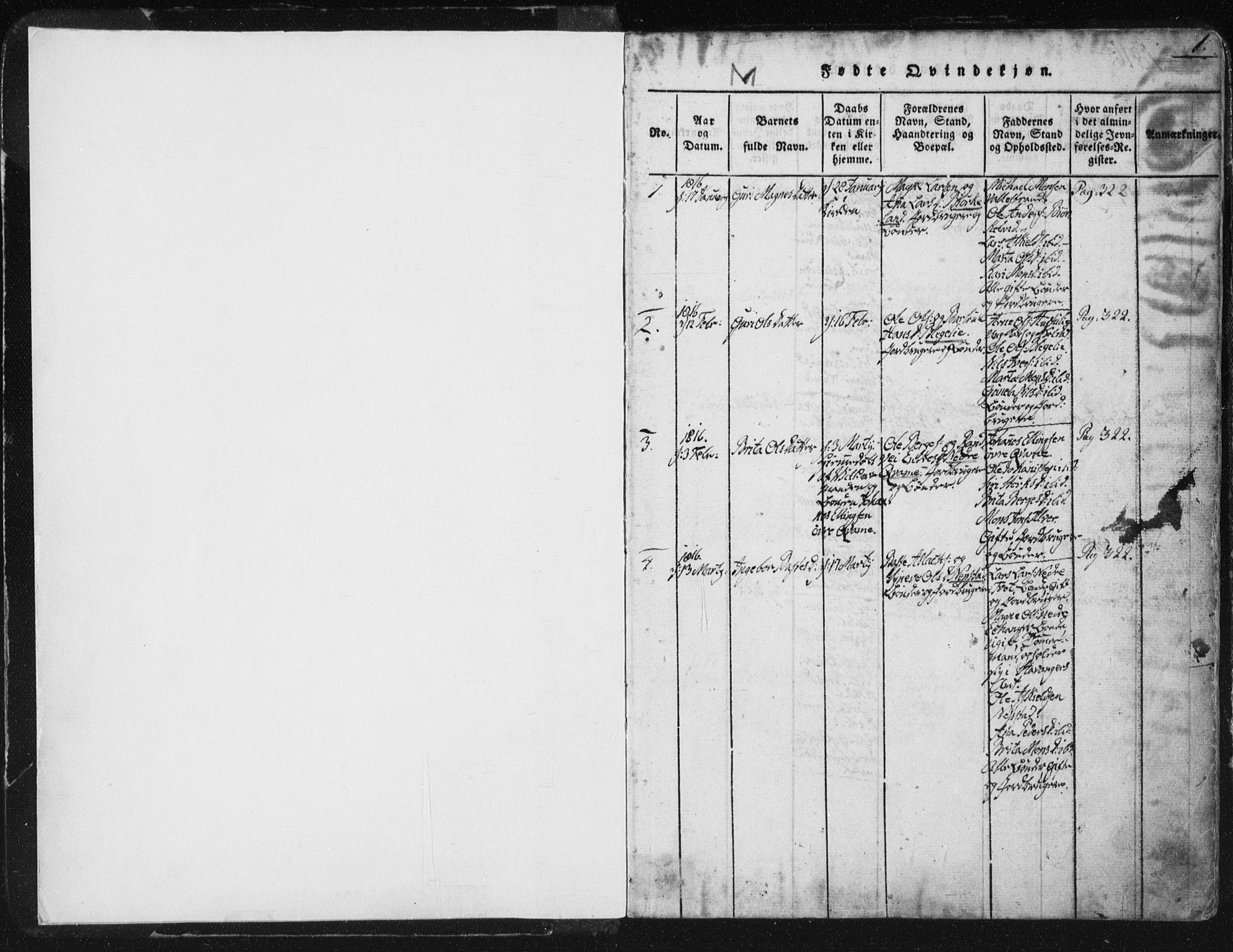 Hamre sokneprestembete, AV/SAB-A-75501/H/Ha/Haa/Haaa/L0010: Parish register (official) no. A 10, 1816-1826, p. 1