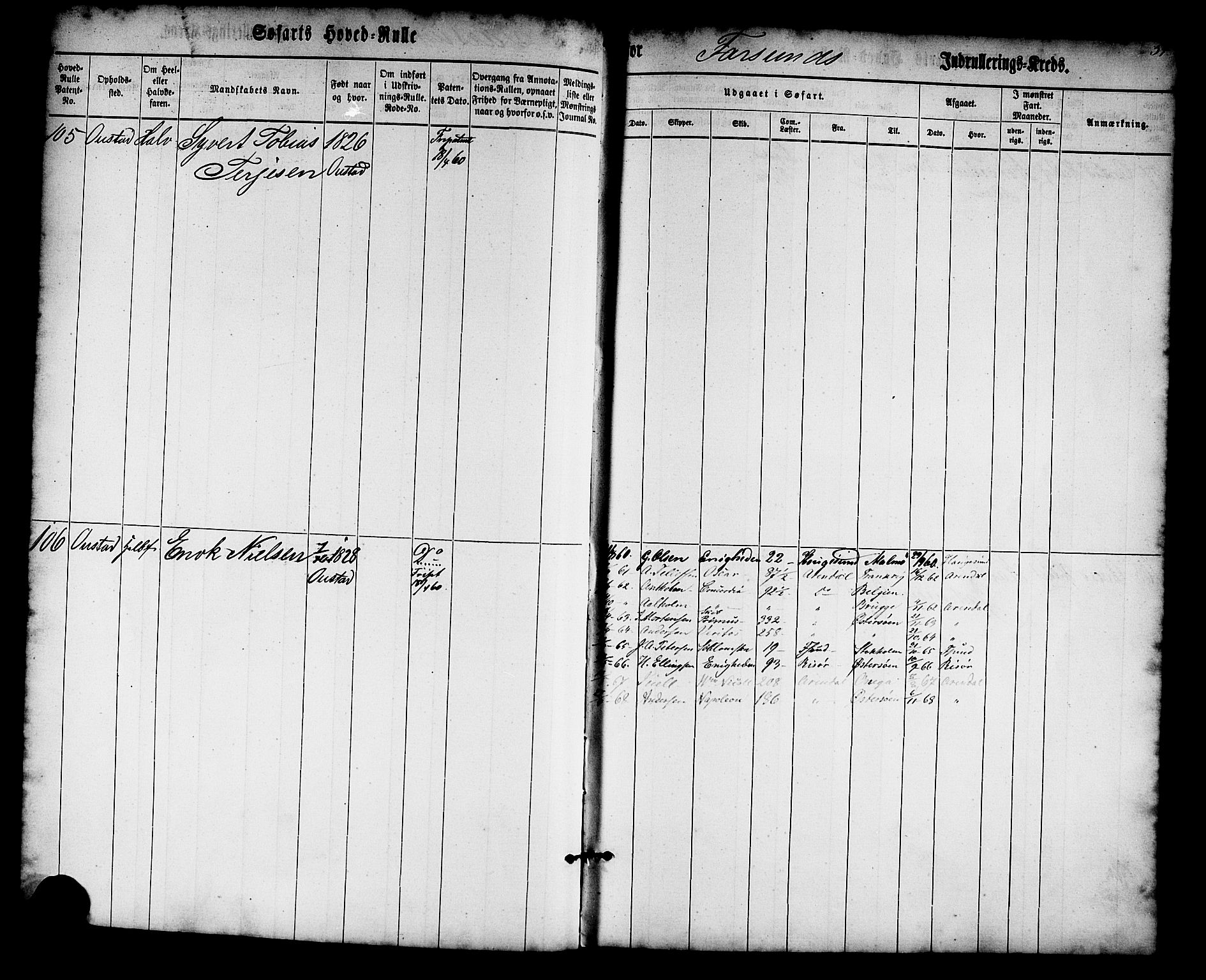 Farsund mønstringskrets, AV/SAK-2031-0017/F/Fb/L0013: Hovedrulle nr 1-574, Z-5, 1860-1869, p. 54