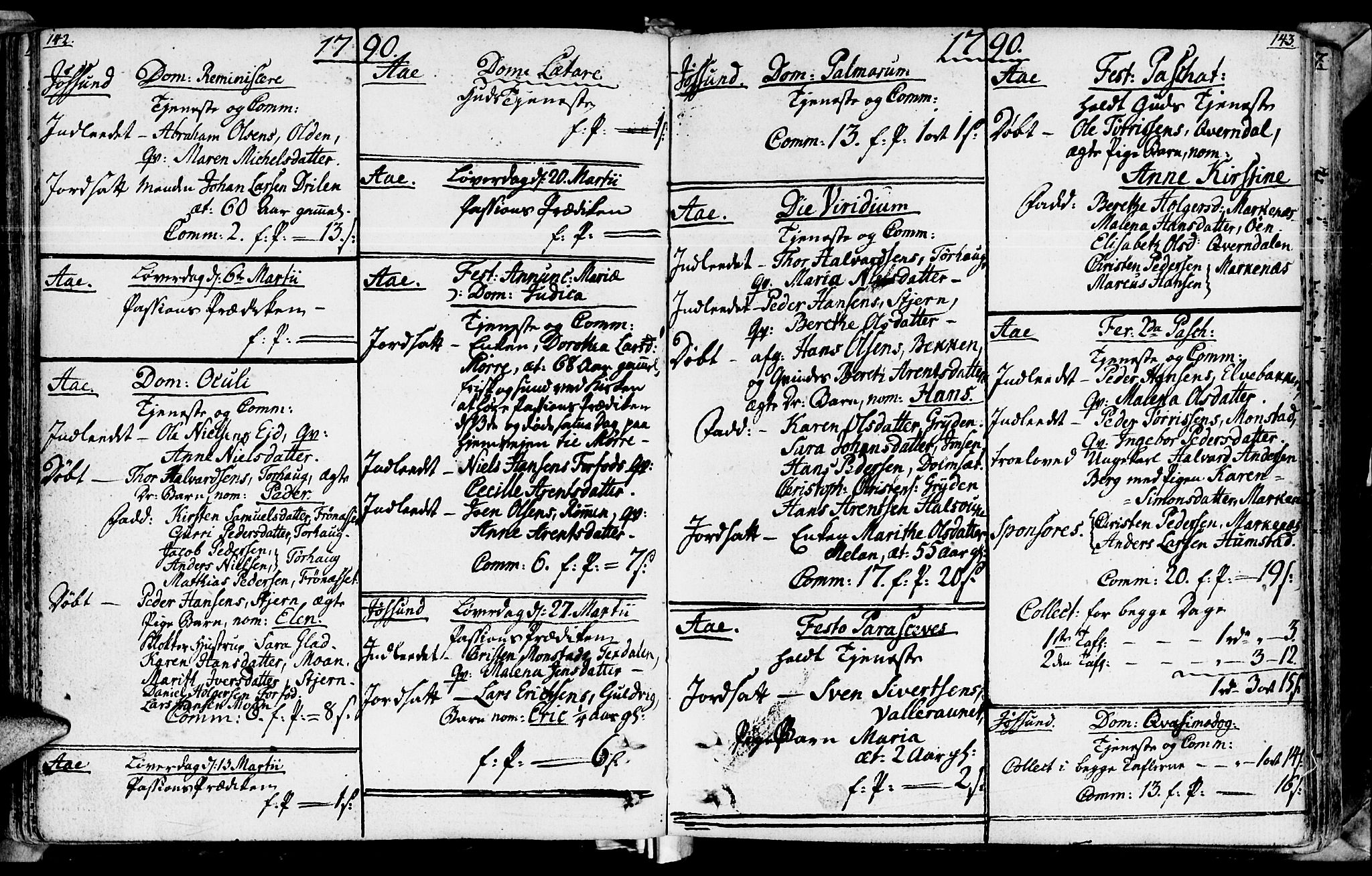 Ministerialprotokoller, klokkerbøker og fødselsregistre - Sør-Trøndelag, AV/SAT-A-1456/655/L0673: Parish register (official) no. 655A02, 1780-1801, p. 142-143