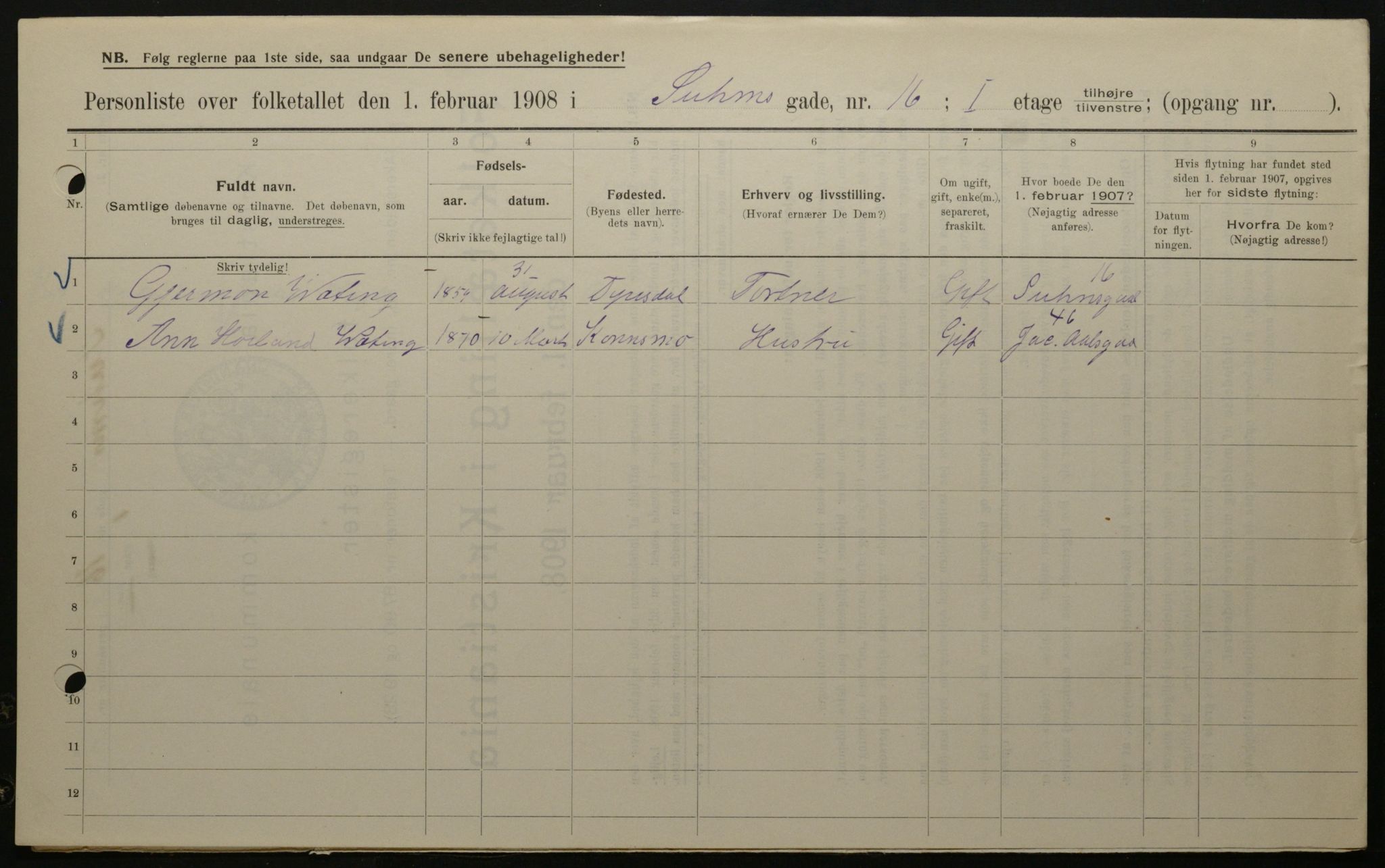 OBA, Municipal Census 1908 for Kristiania, 1908, p. 94141