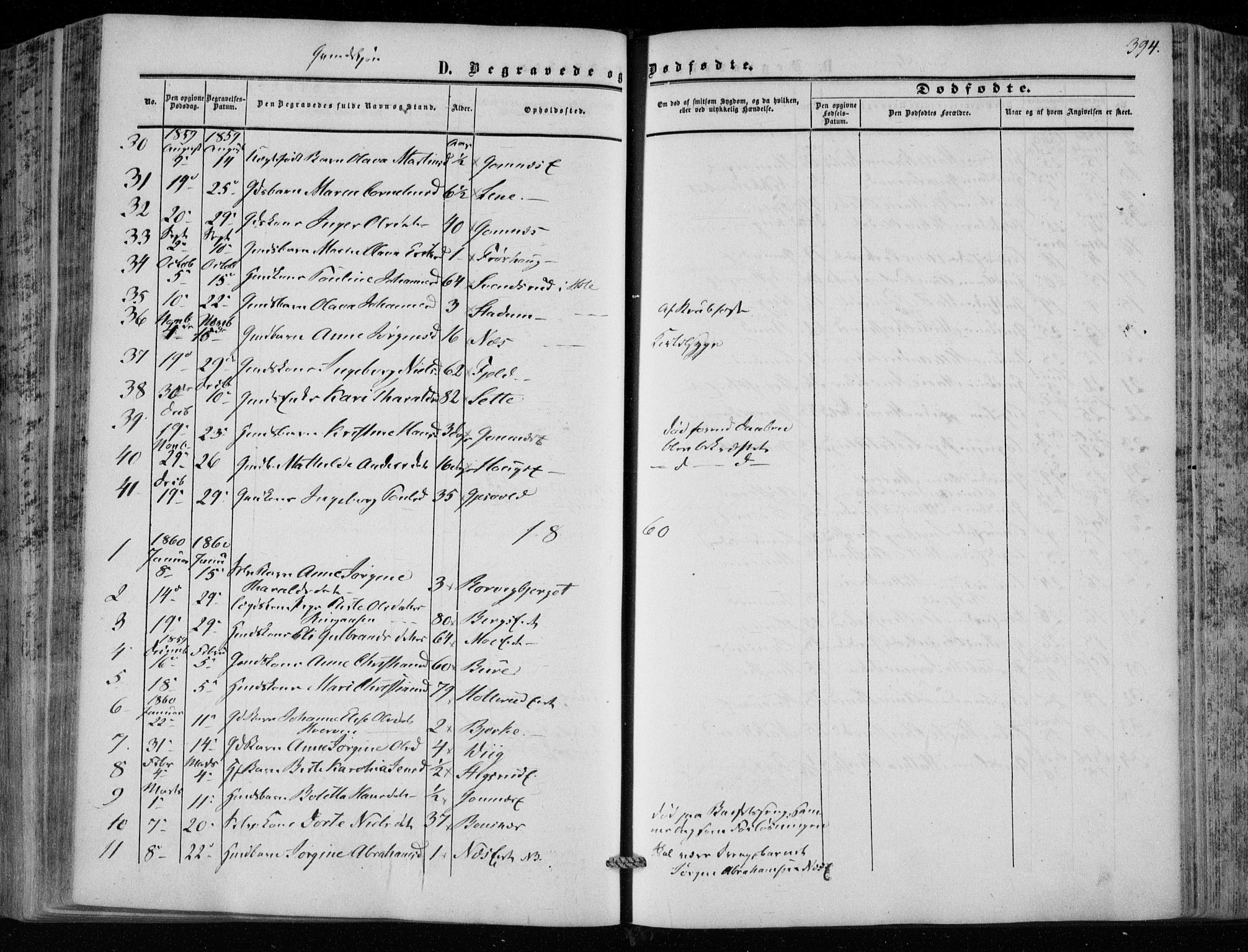 Hole kirkebøker, SAKO/A-228/F/Fa/L0006: Parish register (official) no. I 6, 1852-1872, p. 394