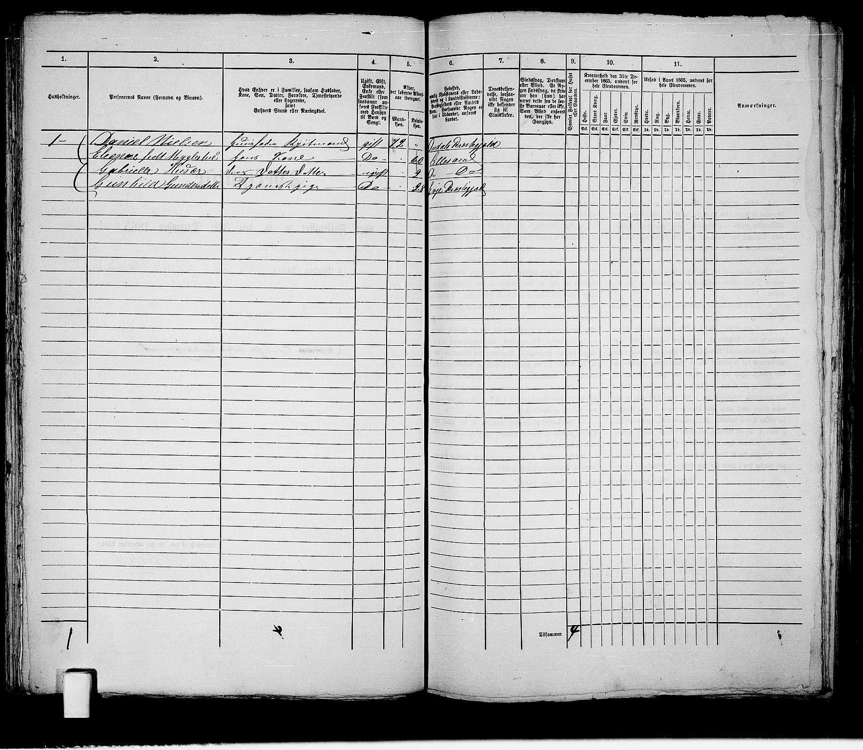 RA, 1865 census for Vestre Moland/Lillesand, 1865, p. 169