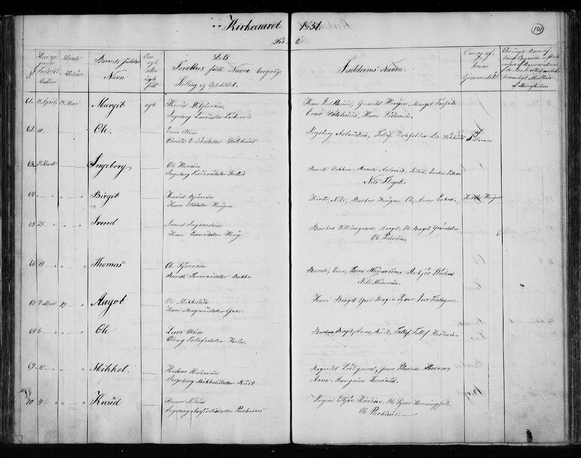 Gol kirkebøker, AV/SAKO-A-226/F/Fa/L0001: Parish register (official) no. I 1, 1821-1837, p. 101