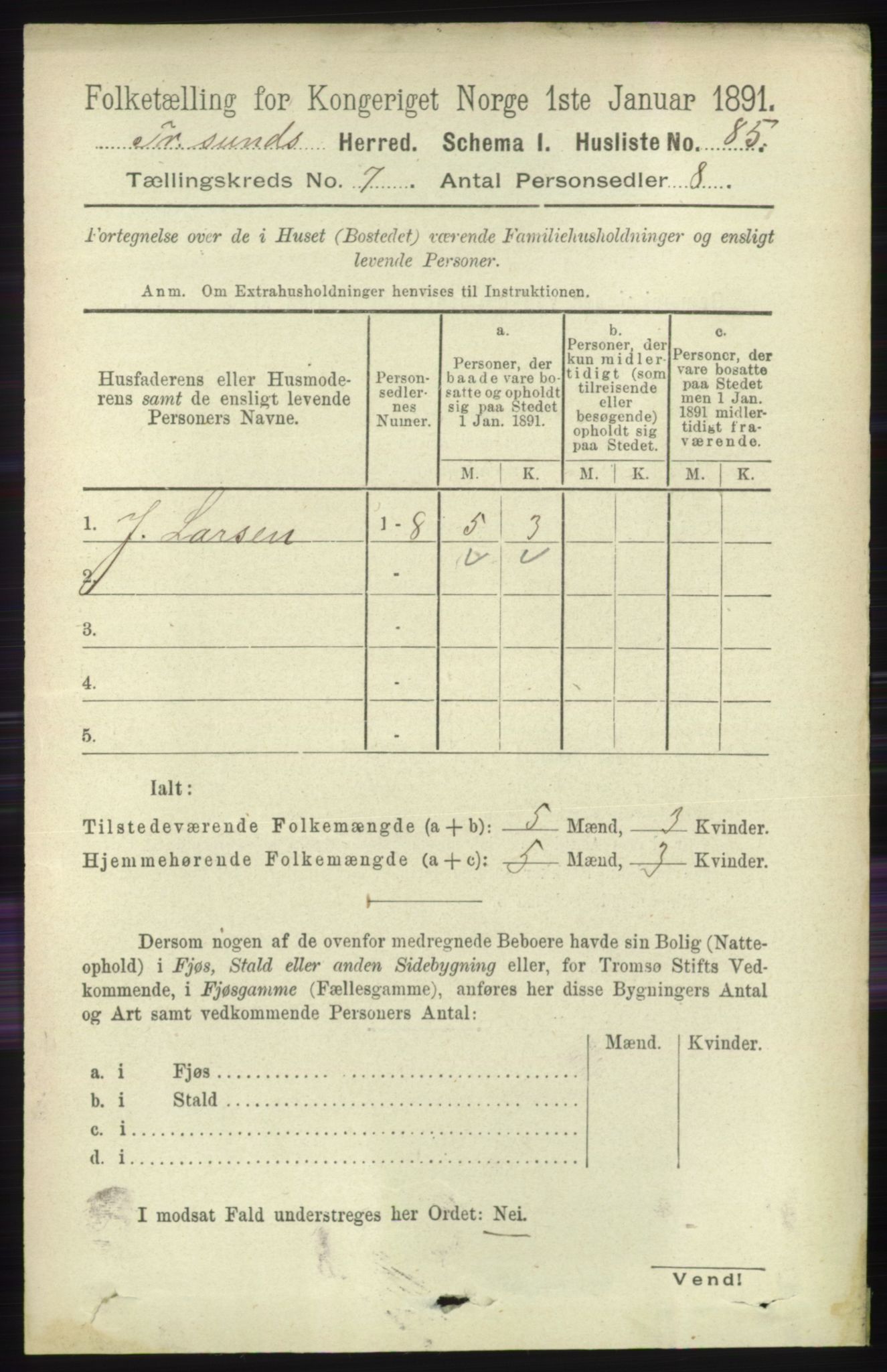 RA, 1891 census for 1934 Tromsøysund, 1891, p. 3718