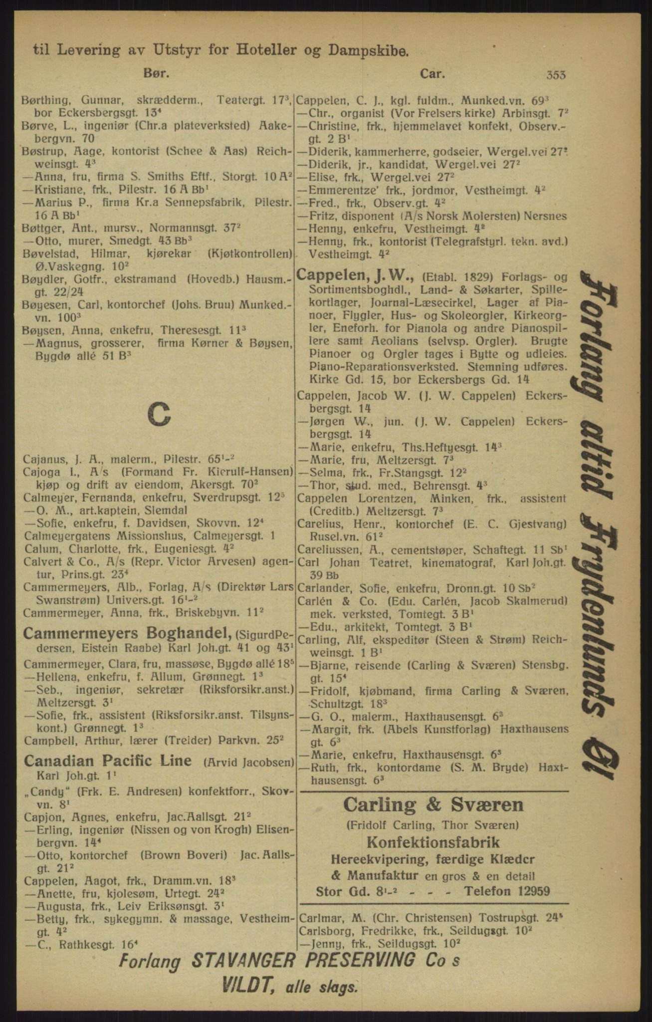 Kristiania/Oslo adressebok, PUBL/-, 1915, p. 353