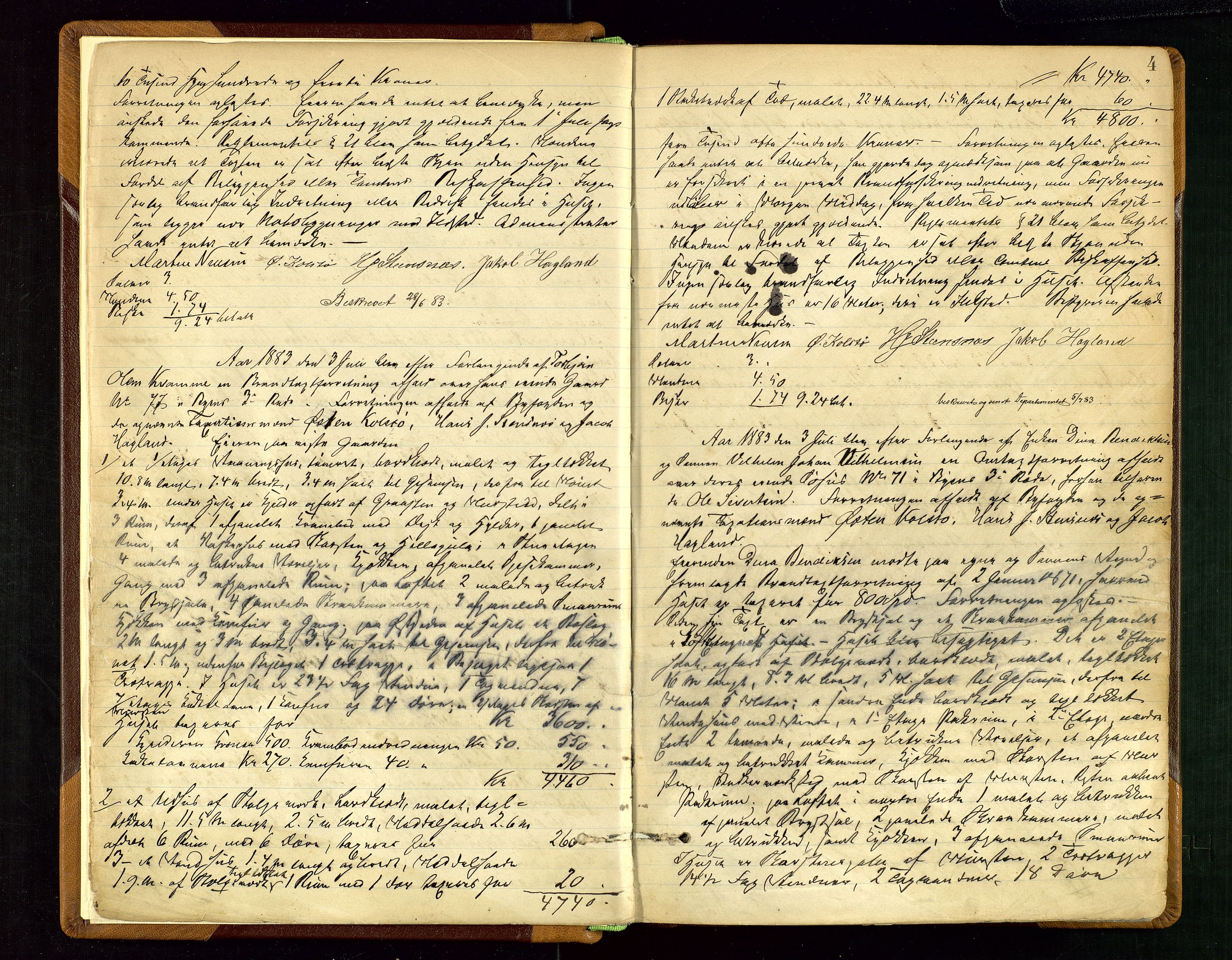 Norges Brannkasse Haugesund, AV/SAST-A-102142/0002/O/L0002: Branntakstprotokoll, 1883-1895, p. 3b-4a