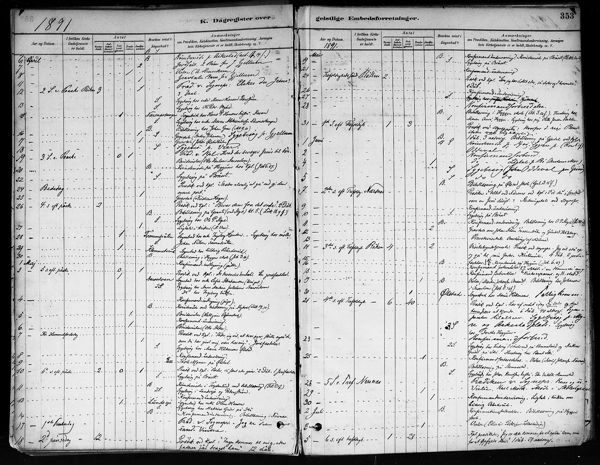 Røyken kirkebøker, SAKO/A-241/F/Fa/L0008: Parish register (official) no. 8, 1880-1897, p. 353