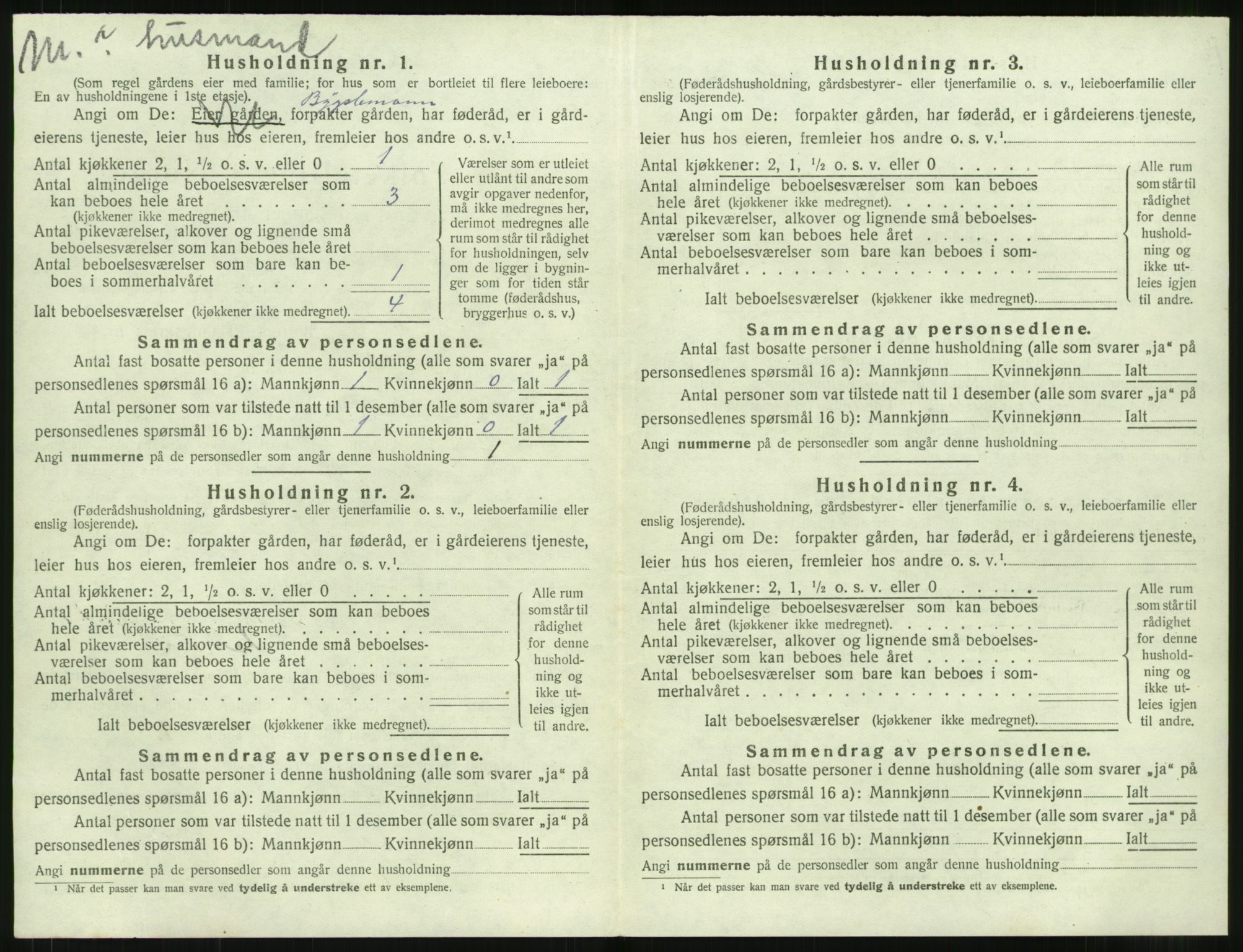 SAT, 1920 census for Vestnes, 1920, p. 1054