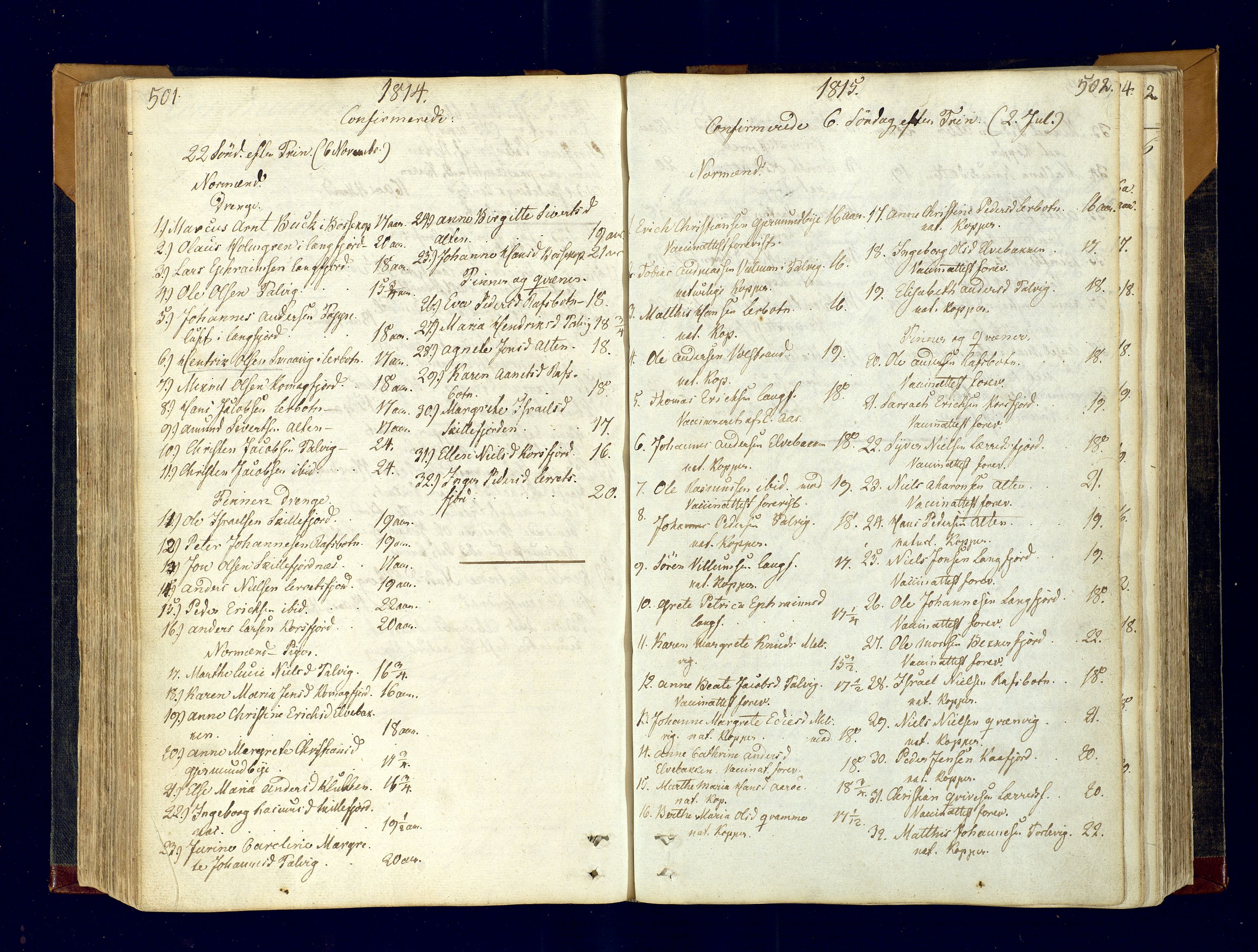 Talvik sokneprestkontor, SATØ/S-1337/H/Ha/L0007kirke: Parish register (official) no. 7, 1813-1821, p. 501-502
