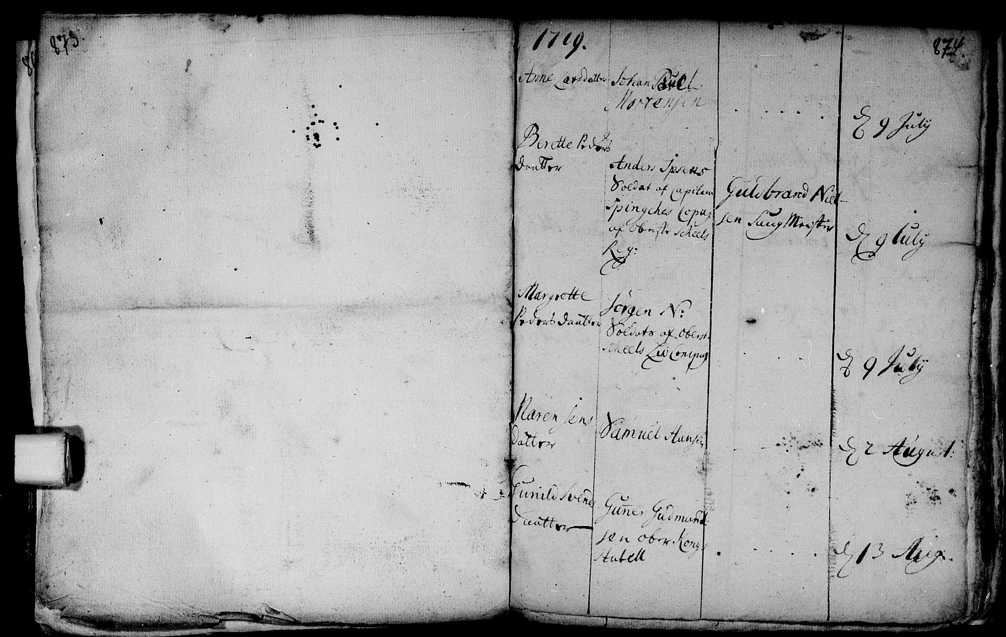 Aker prestekontor kirkebøker, AV/SAO-A-10861/F/L0002: Parish register (official) no. 2, 1714-1720, p. 873-874