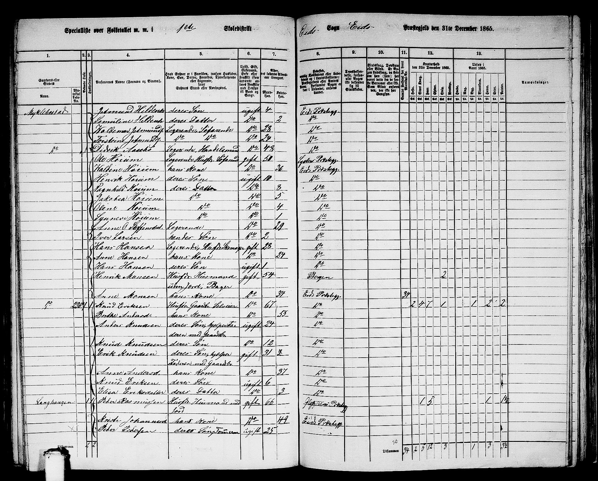 RA, 1865 census for Eid, 1865, p. 175