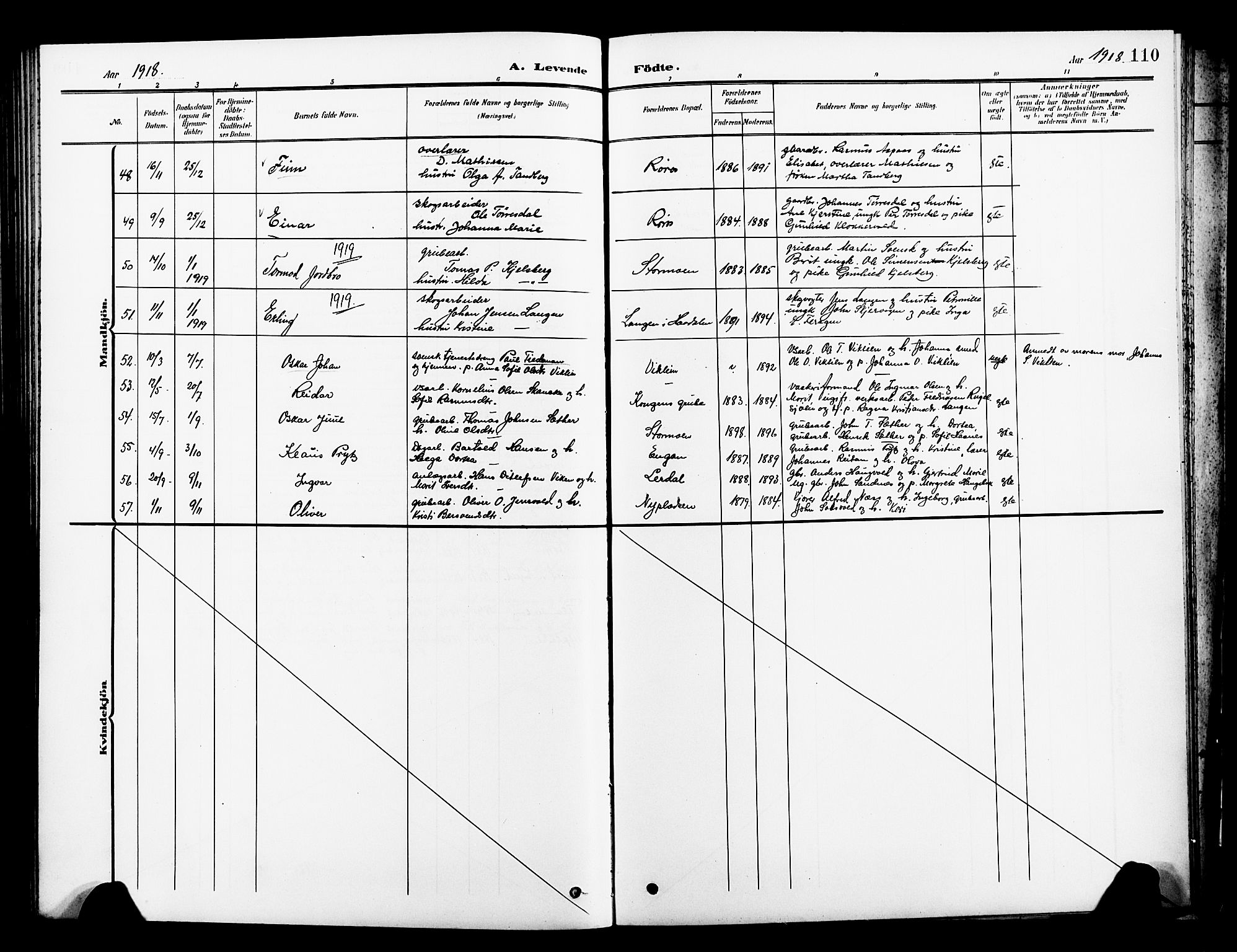 Ministerialprotokoller, klokkerbøker og fødselsregistre - Sør-Trøndelag, AV/SAT-A-1456/681/L0942: Parish register (copy) no. 681C06, 1906-1925, p. 110