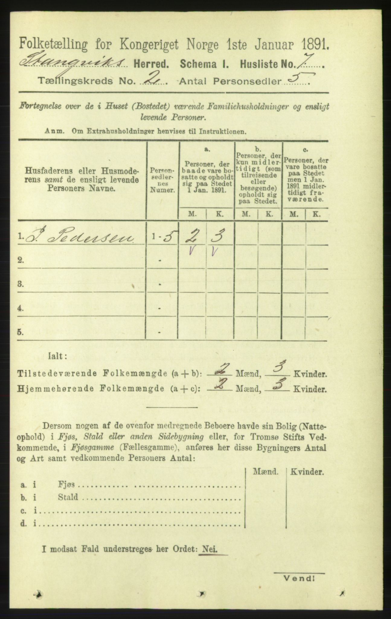 RA, 1891 census for 1564 Stangvik, 1891, p. 592