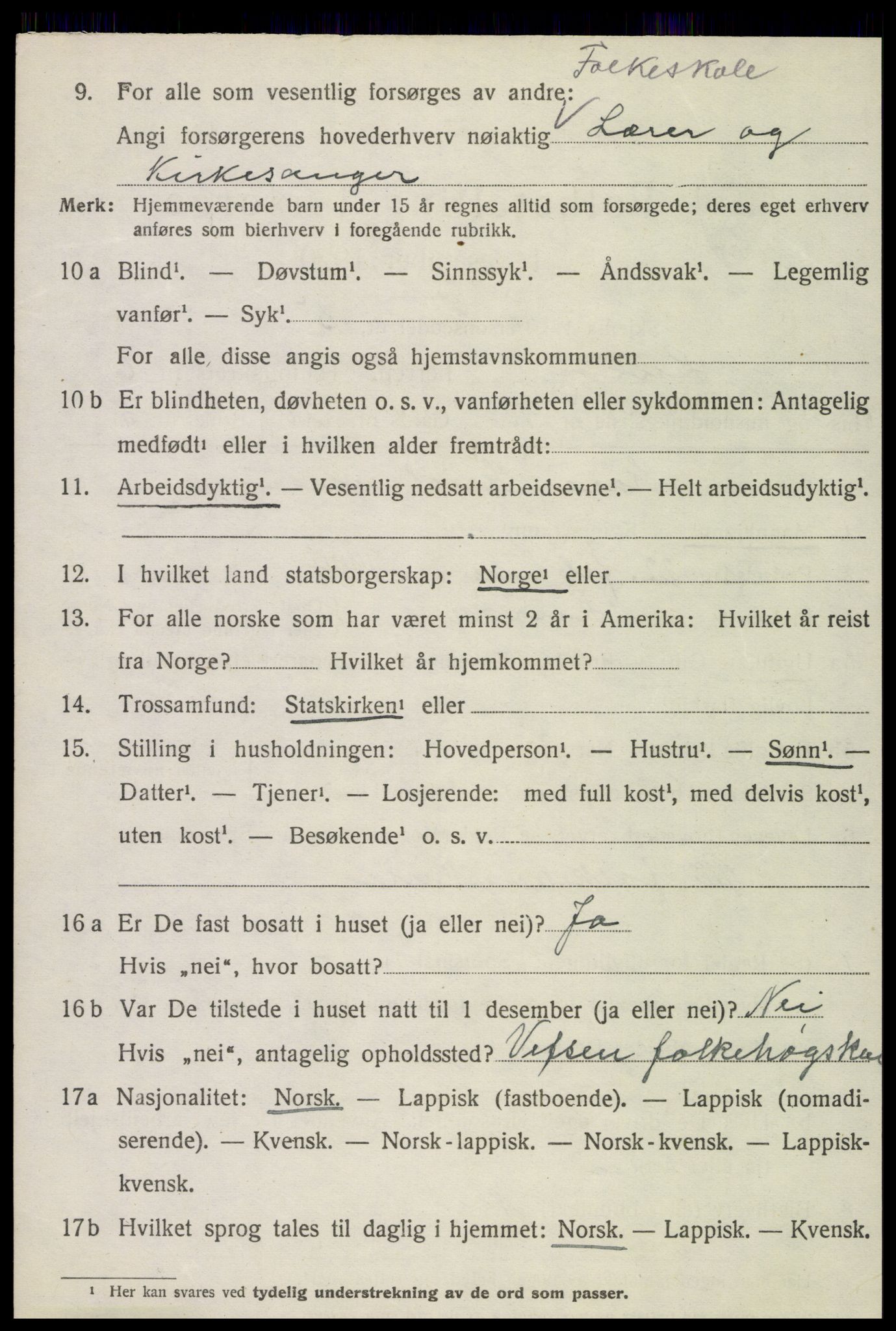 SAT, 1920 census for Lurøy, 1920, p. 3082