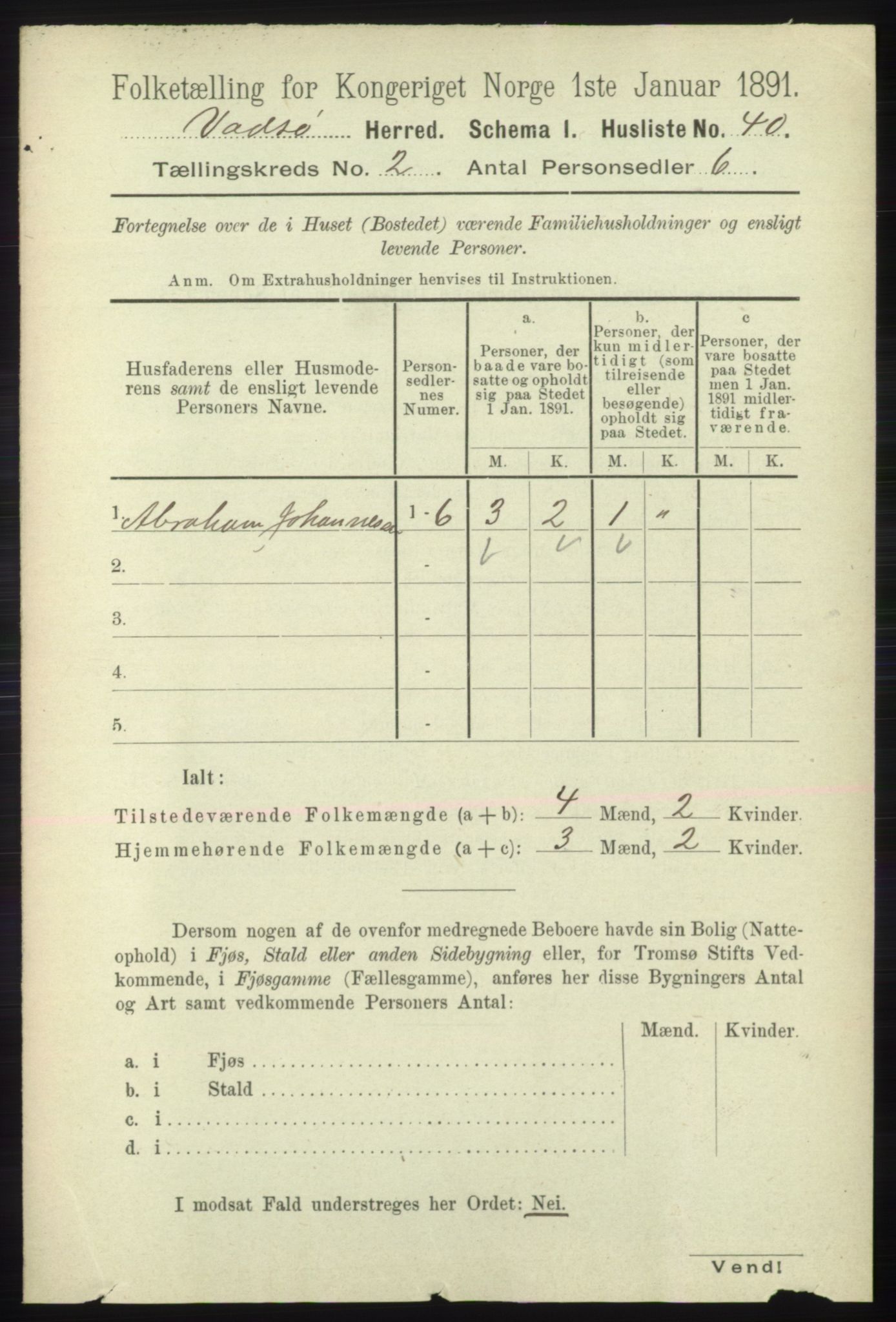 RA, 1891 census for 2029 Vadsø, 1891, p. 443