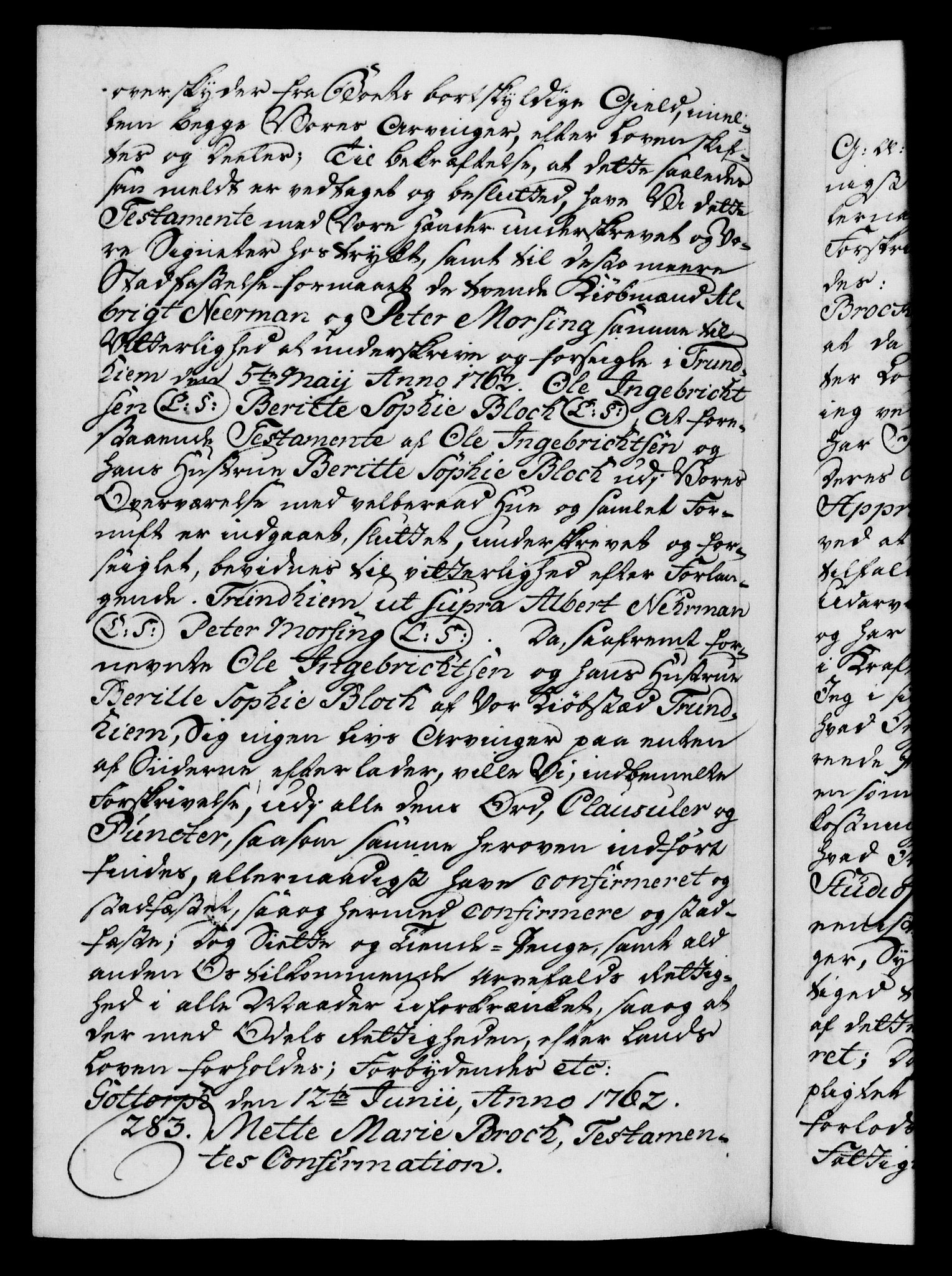 Danske Kanselli 1572-1799, AV/RA-EA-3023/F/Fc/Fca/Fcaa/L0041: Norske registre, 1760-1762, p. 742b