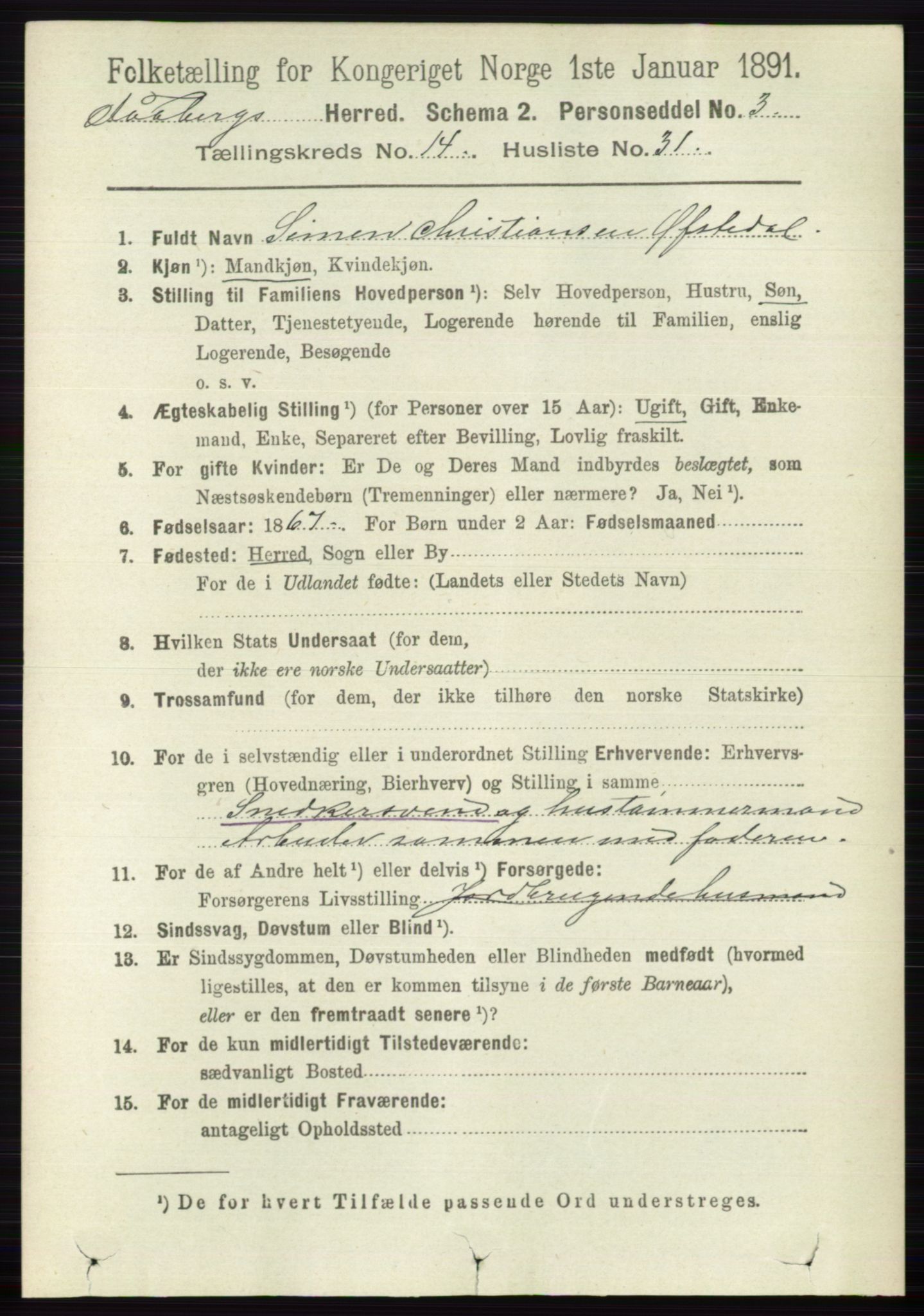 RA, 1891 census for 0524 Fåberg, 1891, p. 5816