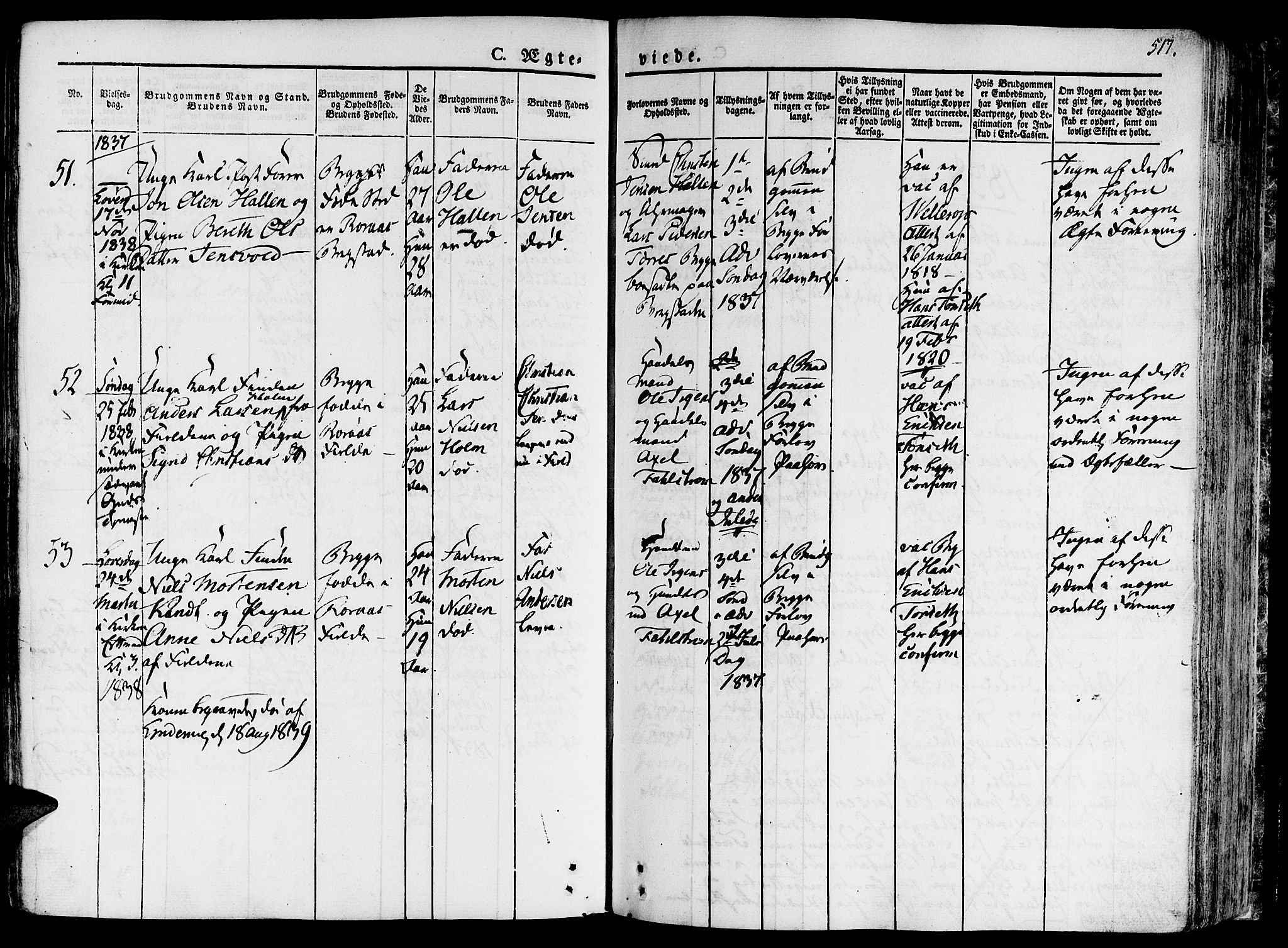 Ministerialprotokoller, klokkerbøker og fødselsregistre - Sør-Trøndelag, SAT/A-1456/681/L0930: Parish register (official) no. 681A08, 1829-1844, p. 517