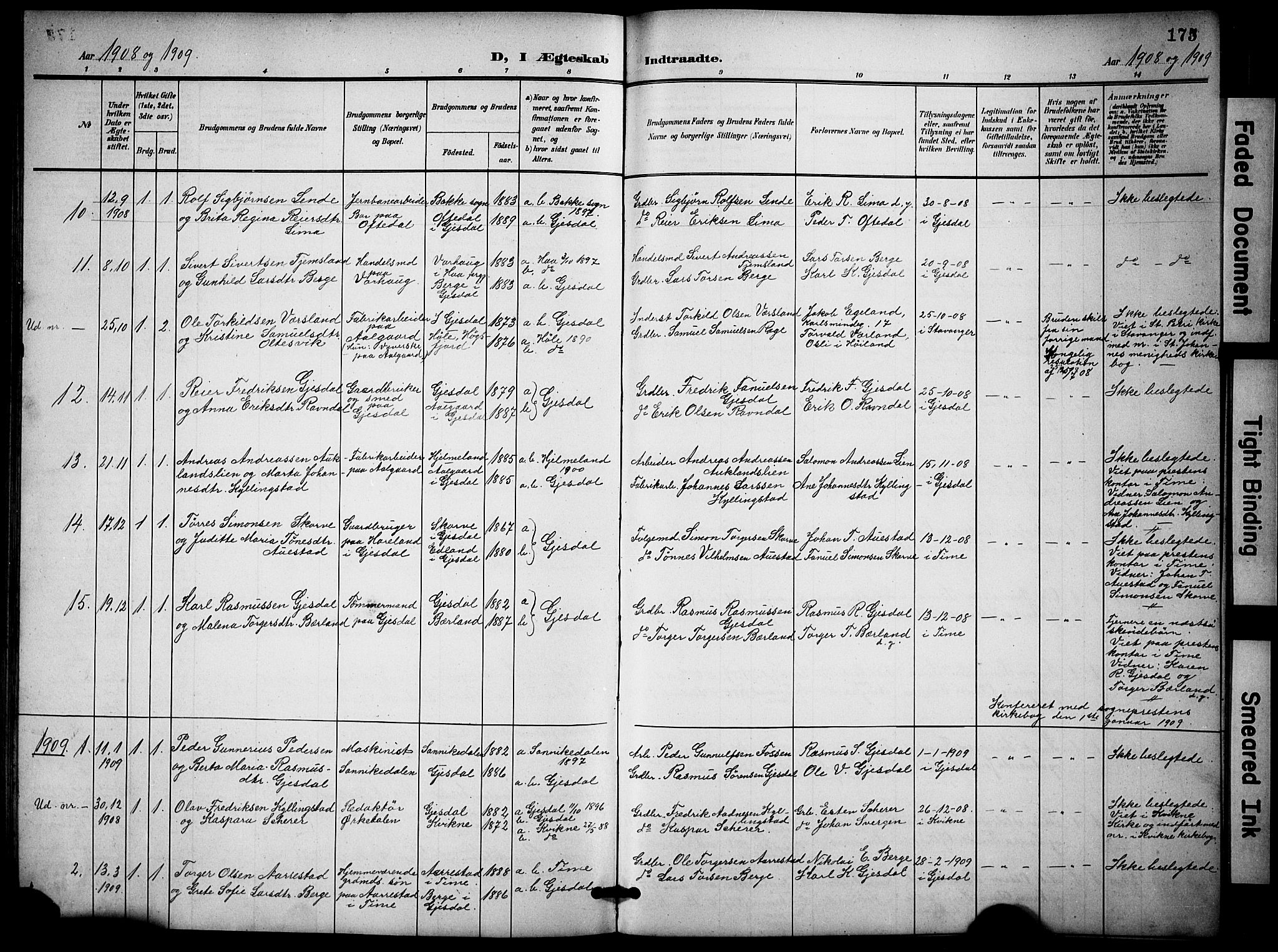 Lye sokneprestkontor, SAST/A-101794/001/30BB/L0009: Parish register (copy) no. B 9, 1902-1923, p. 175