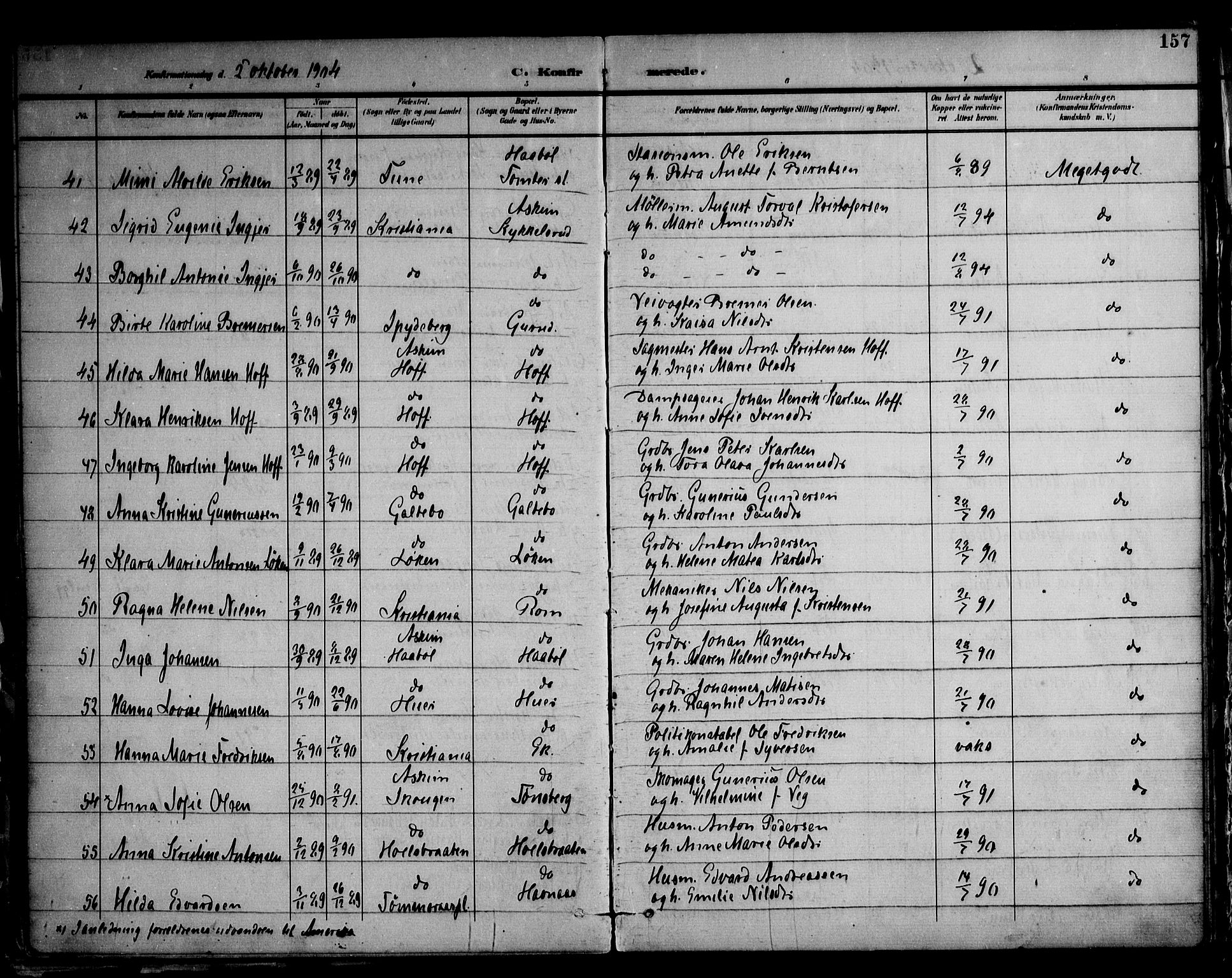 Askim prestekontor Kirkebøker, AV/SAO-A-10900/F/Fa/L0008: Parish register (official) no. 8, 1898-1912, p. 157