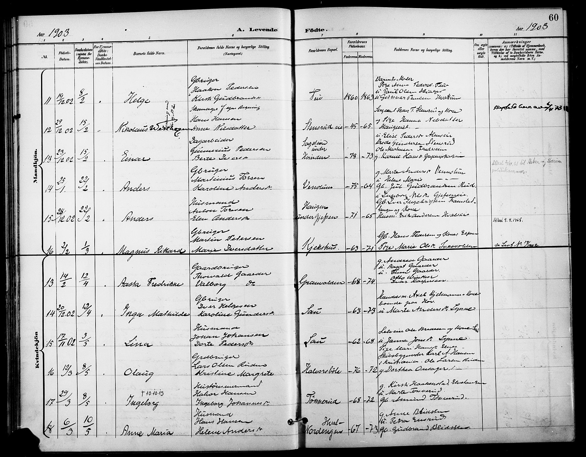 Gran prestekontor, AV/SAH-PREST-112/H/Ha/Haa/L0019: Parish register (official) no. 19, 1898-1907, p. 60