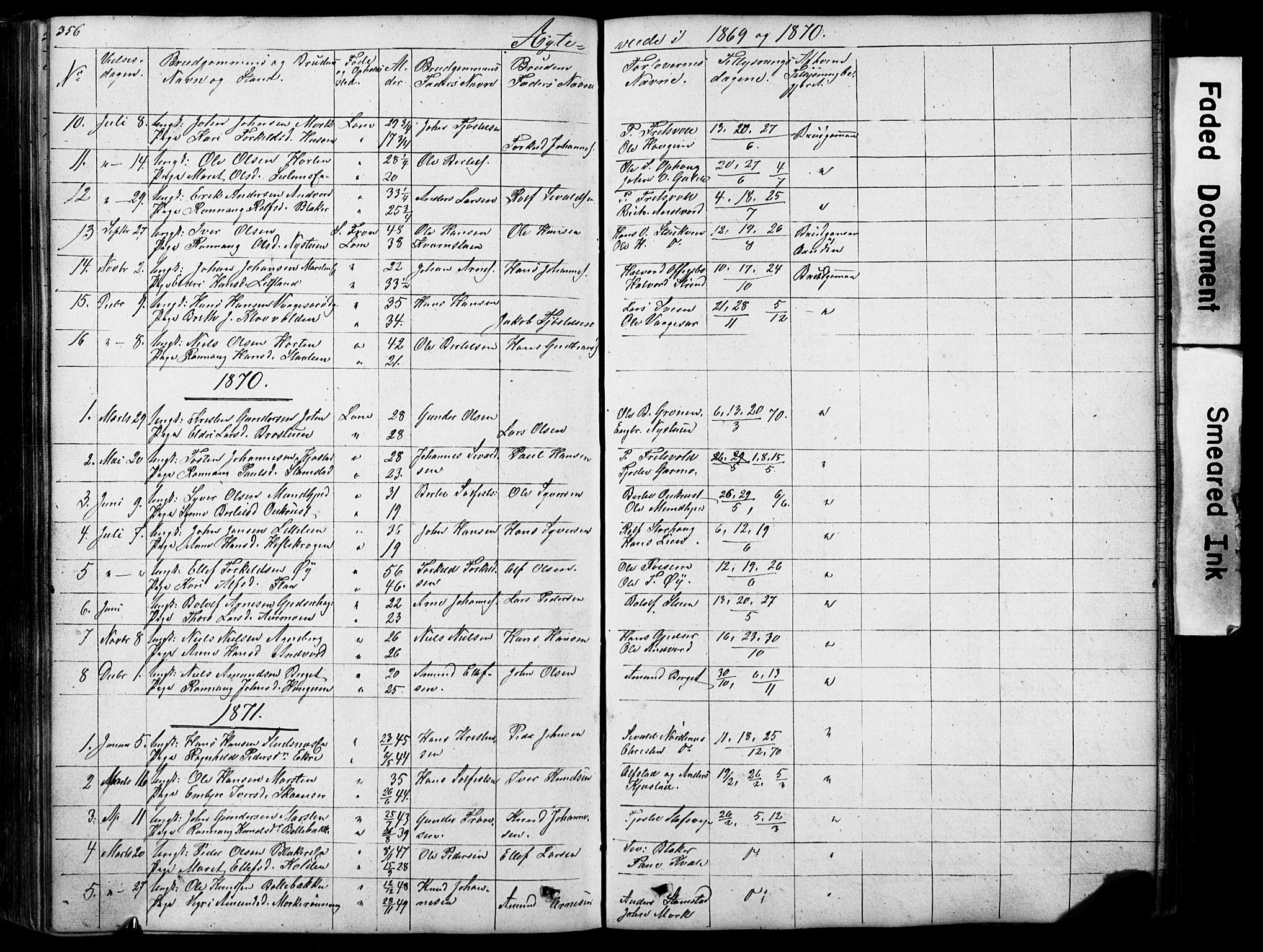 Lom prestekontor, SAH/PREST-070/L/L0012: Parish register (copy) no. 12, 1845-1873, p. 356-357