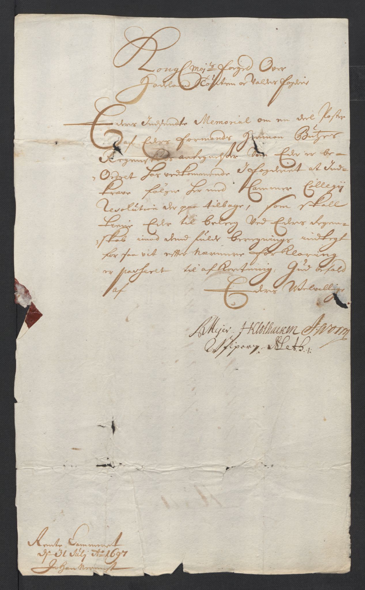 Rentekammeret inntil 1814, Reviderte regnskaper, Fogderegnskap, AV/RA-EA-4092/R18/L1295: Fogderegnskap Hadeland, Toten og Valdres, 1697, p. 263