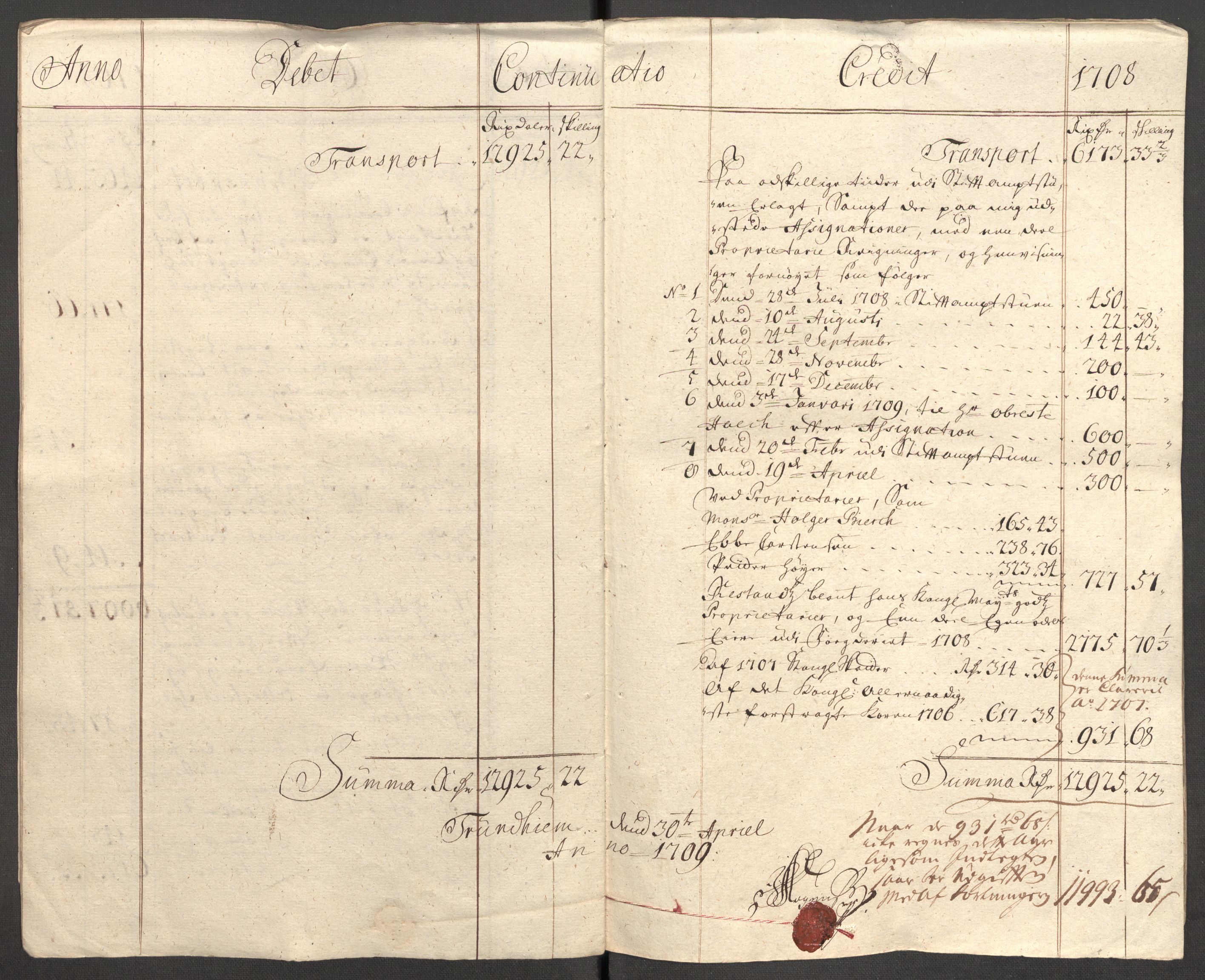 Rentekammeret inntil 1814, Reviderte regnskaper, Fogderegnskap, AV/RA-EA-4092/R62/L4198: Fogderegnskap Stjørdal og Verdal, 1708, p. 10