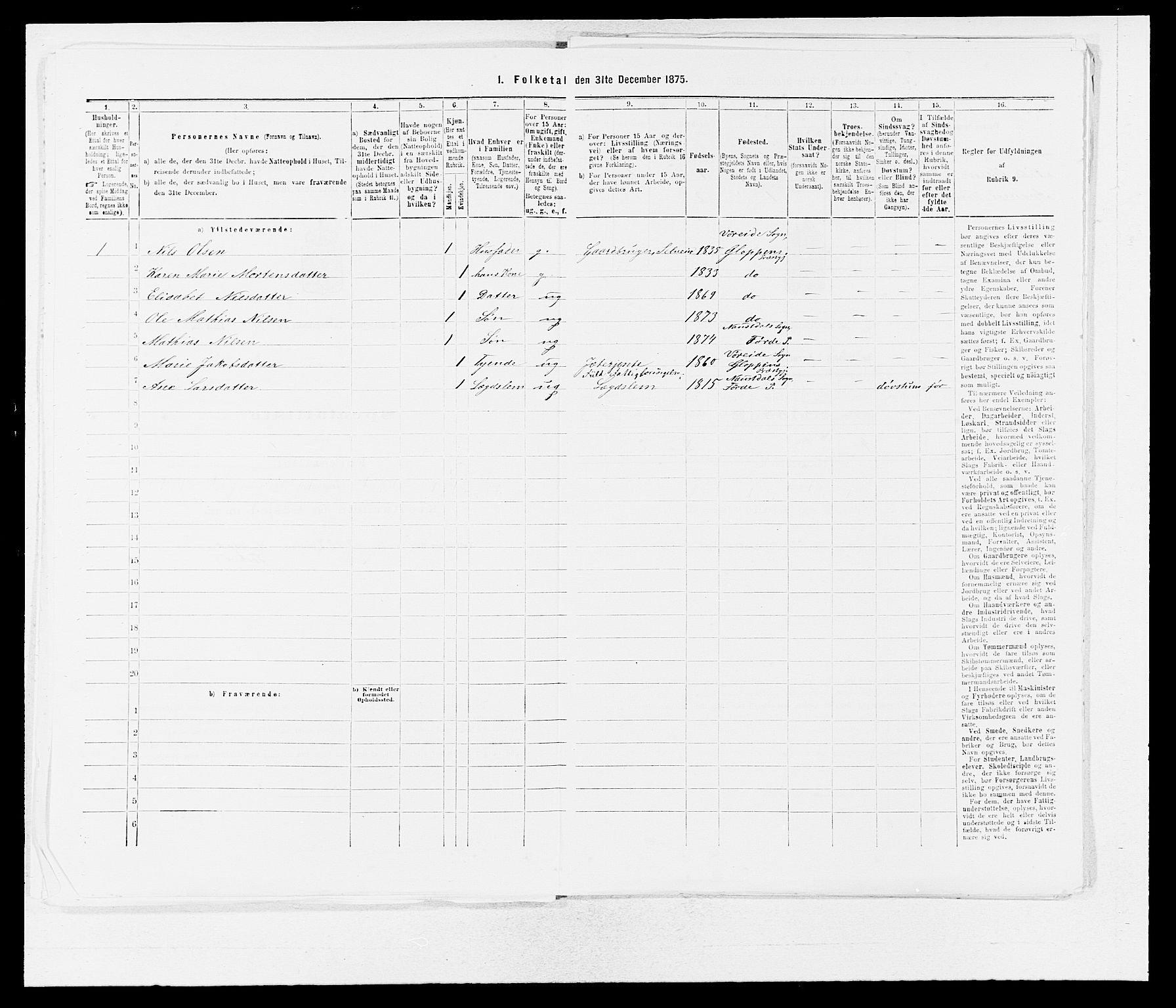 SAB, 1875 census for 1432P Førde, 1875, p. 1338