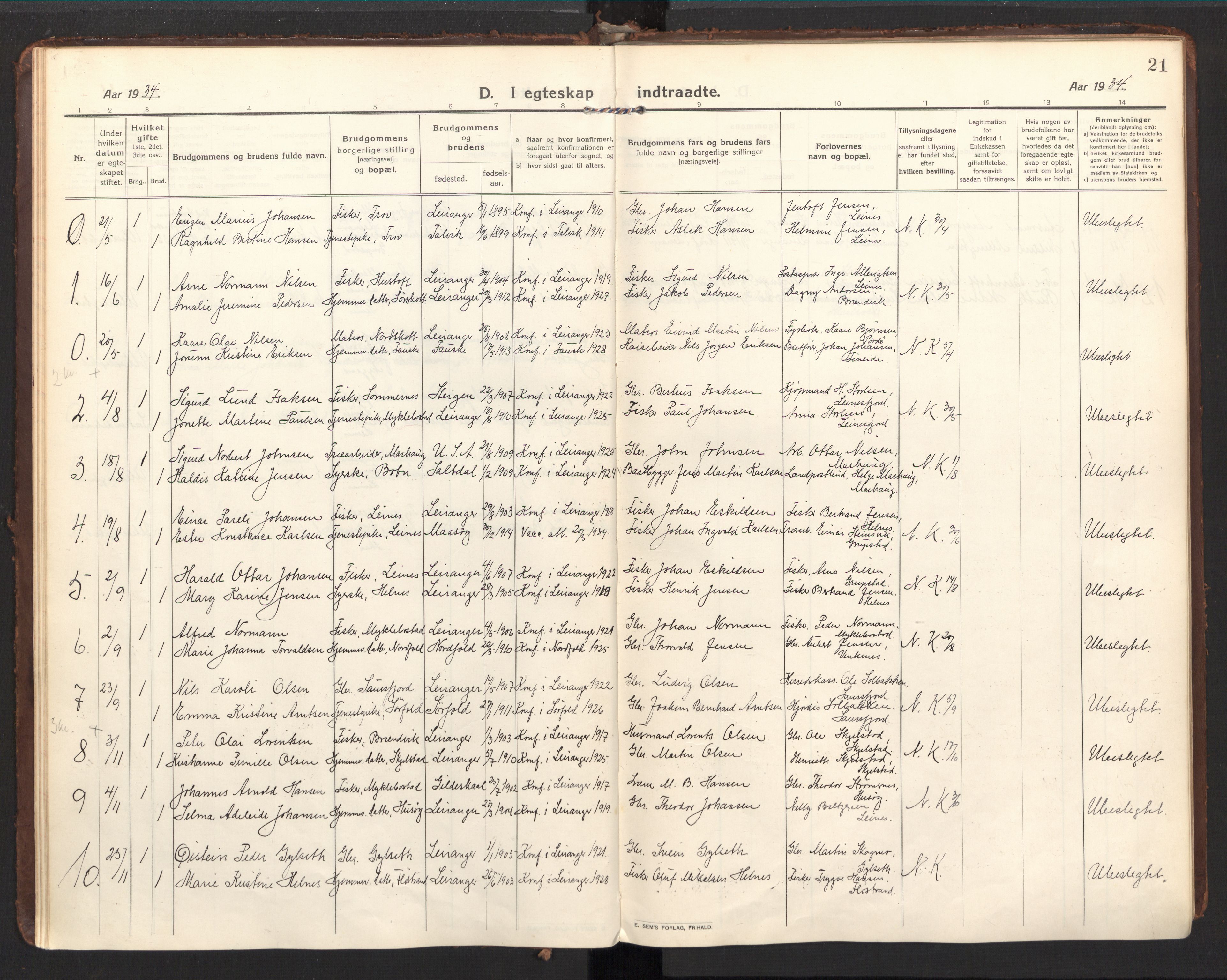 Ministerialprotokoller, klokkerbøker og fødselsregistre - Nordland, AV/SAT-A-1459/857/L0825: Parish register (official) no. 857A05, 1917-1946, p. 21