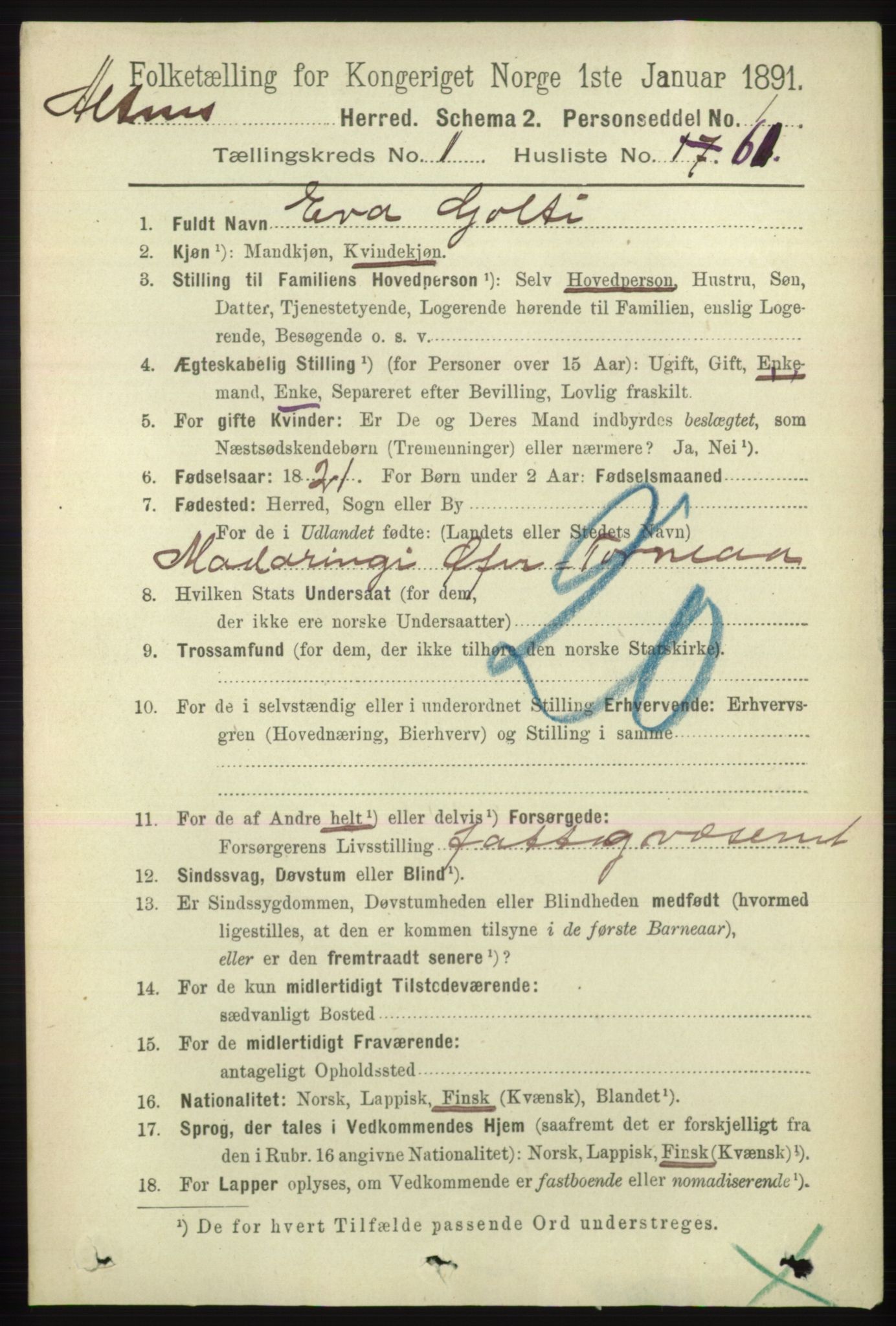 RA, 1891 census for 2012 Alta, 1891, p. 369