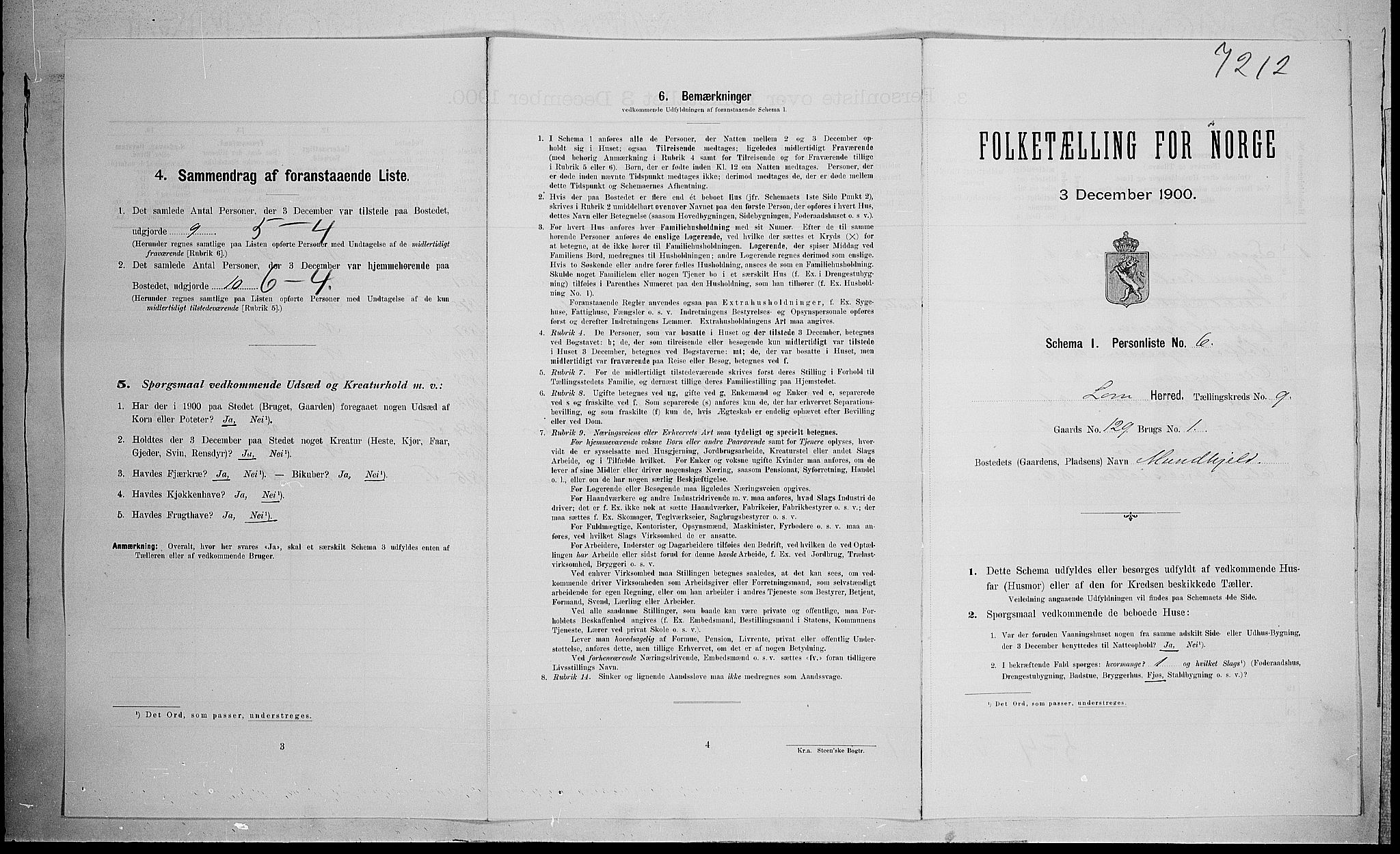 SAH, 1900 census for Lom, 1900, p. 785