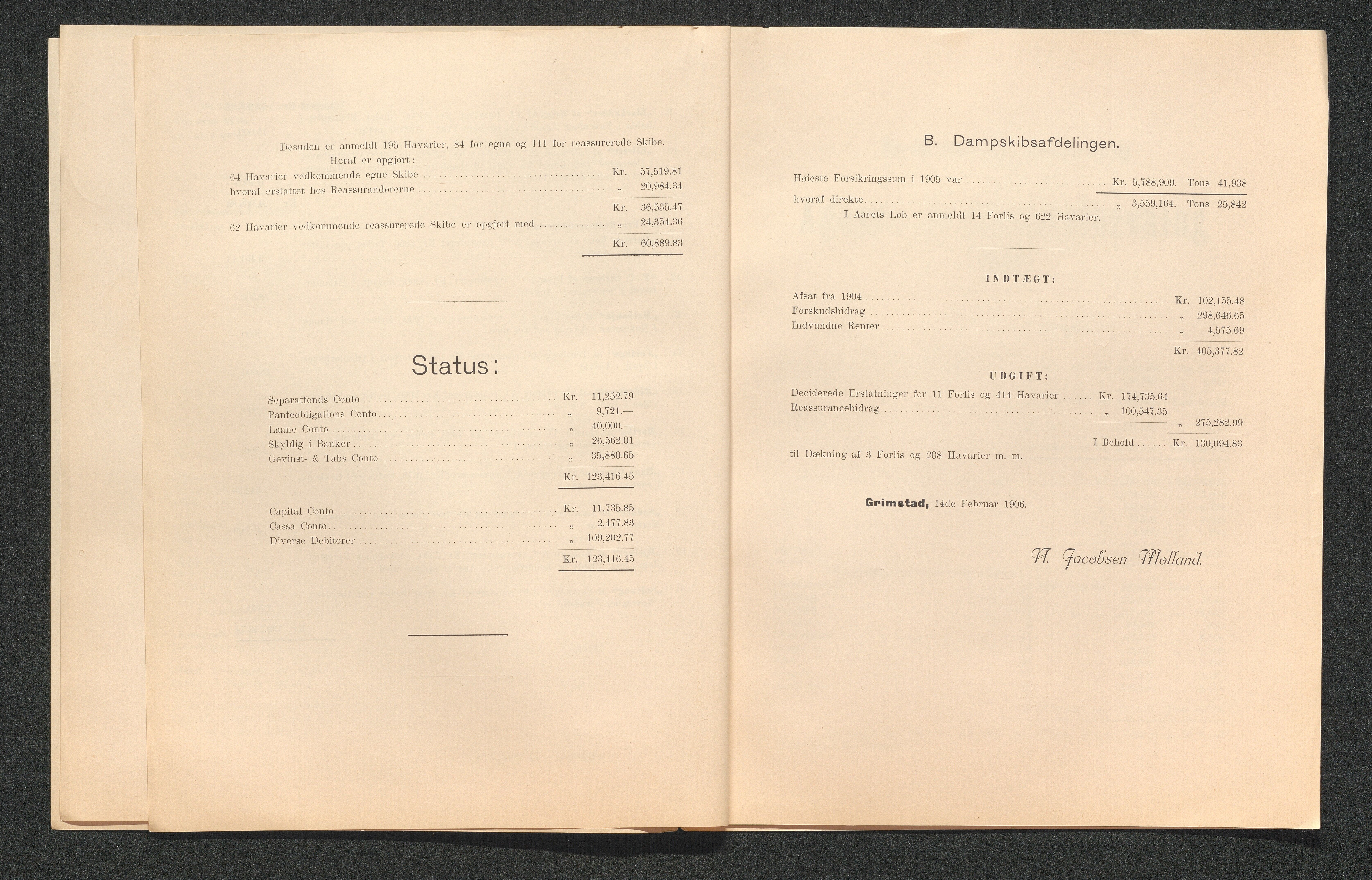 Agders Gjensidige Assuranceforening, AAKS/PA-1718/05/L0003: Regnskap, seilavdeling, pakkesak, 1890-1912