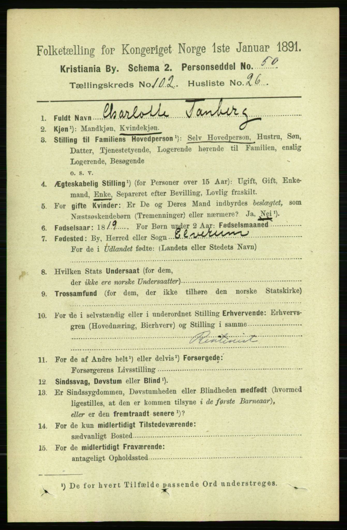 RA, 1891 census for 0301 Kristiania, 1891, p. 51161